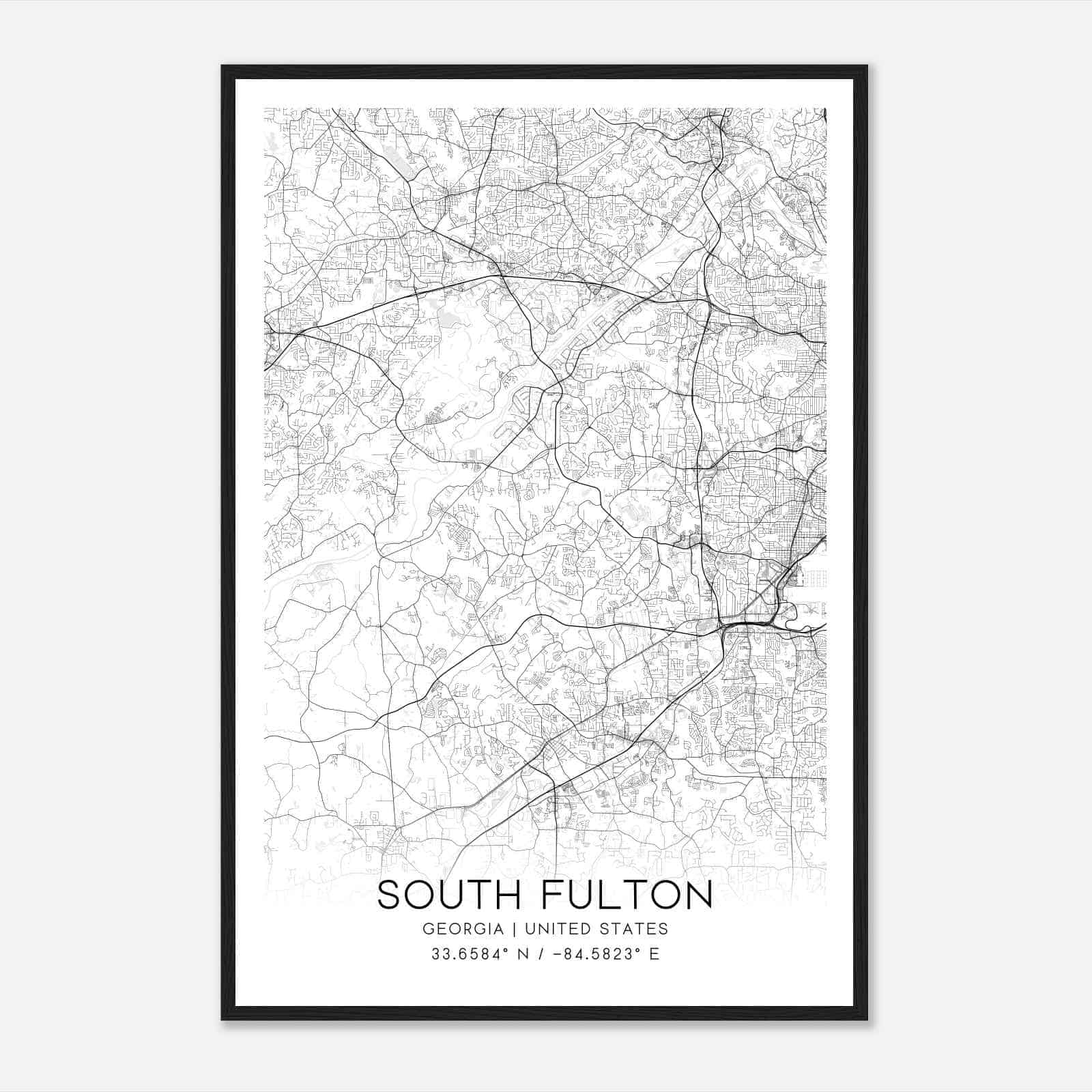 South Fulton Georgia Map Poster, Modern Home Decor Wall Art Print