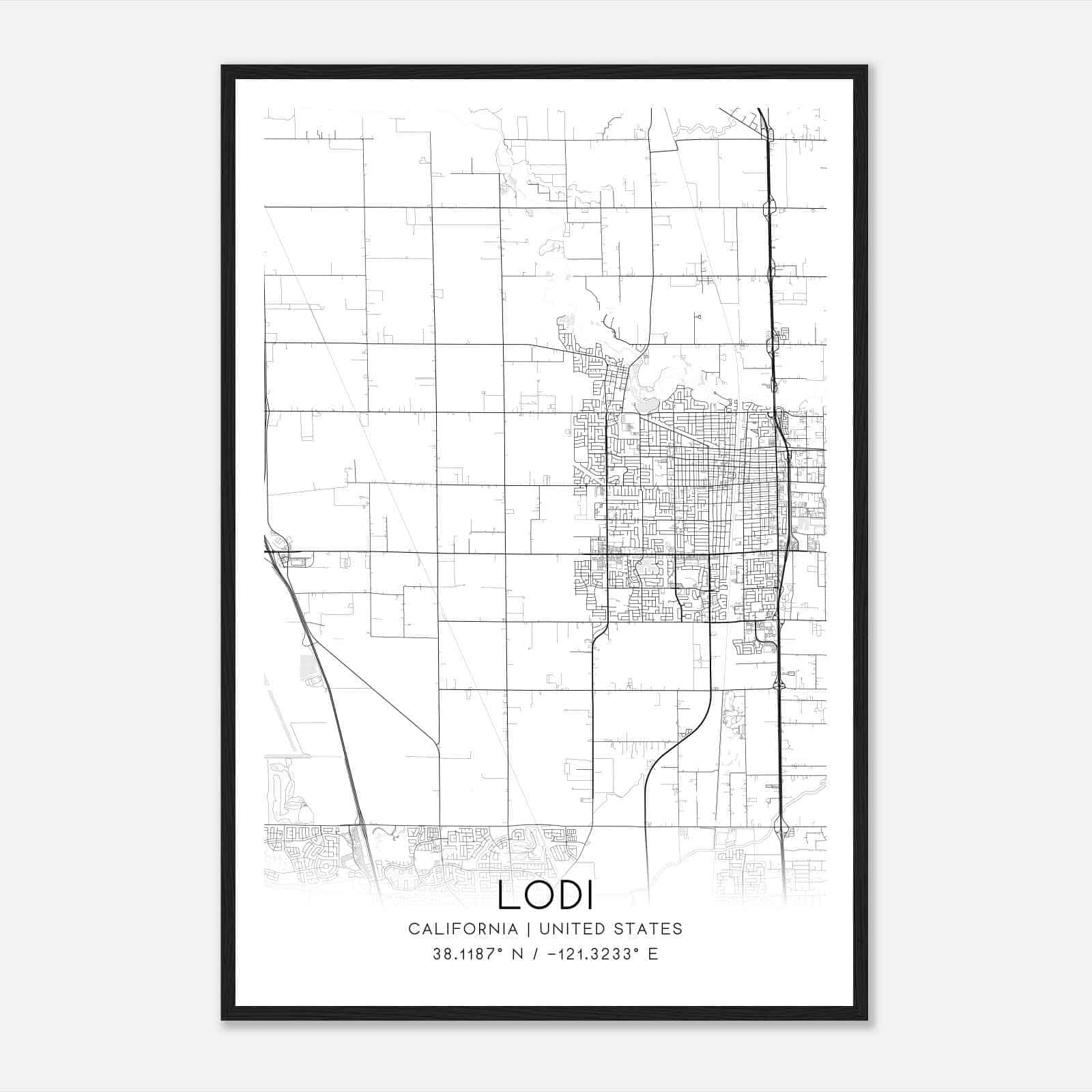Lodi California Map Poster, Modern Home Decor Wall Art Print Lodi California Map Poster, Modern Home Decor Wall Art Print