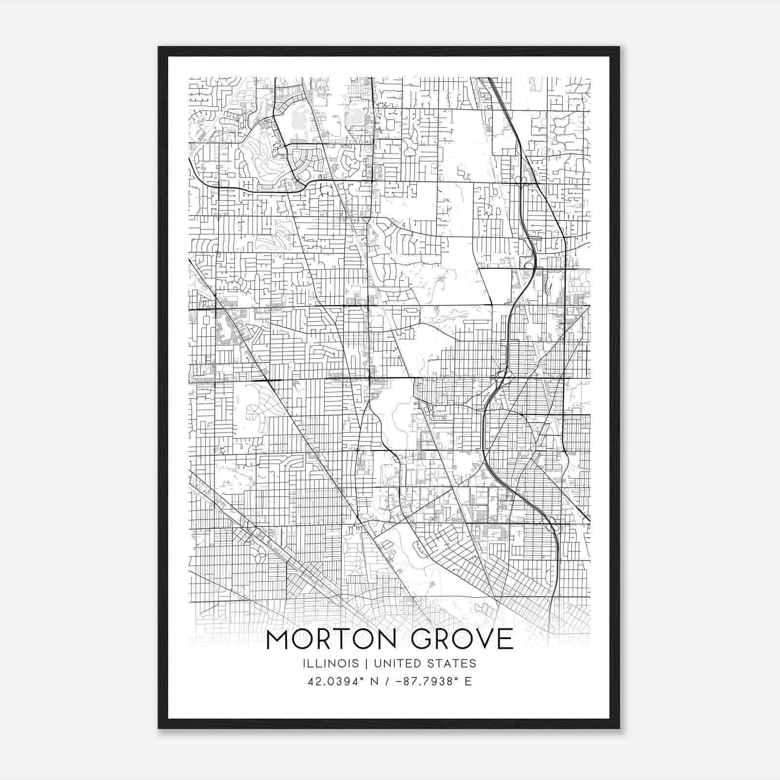 Morton Grove Illinois Map Poster, Modern Home Decor Wall Art Print