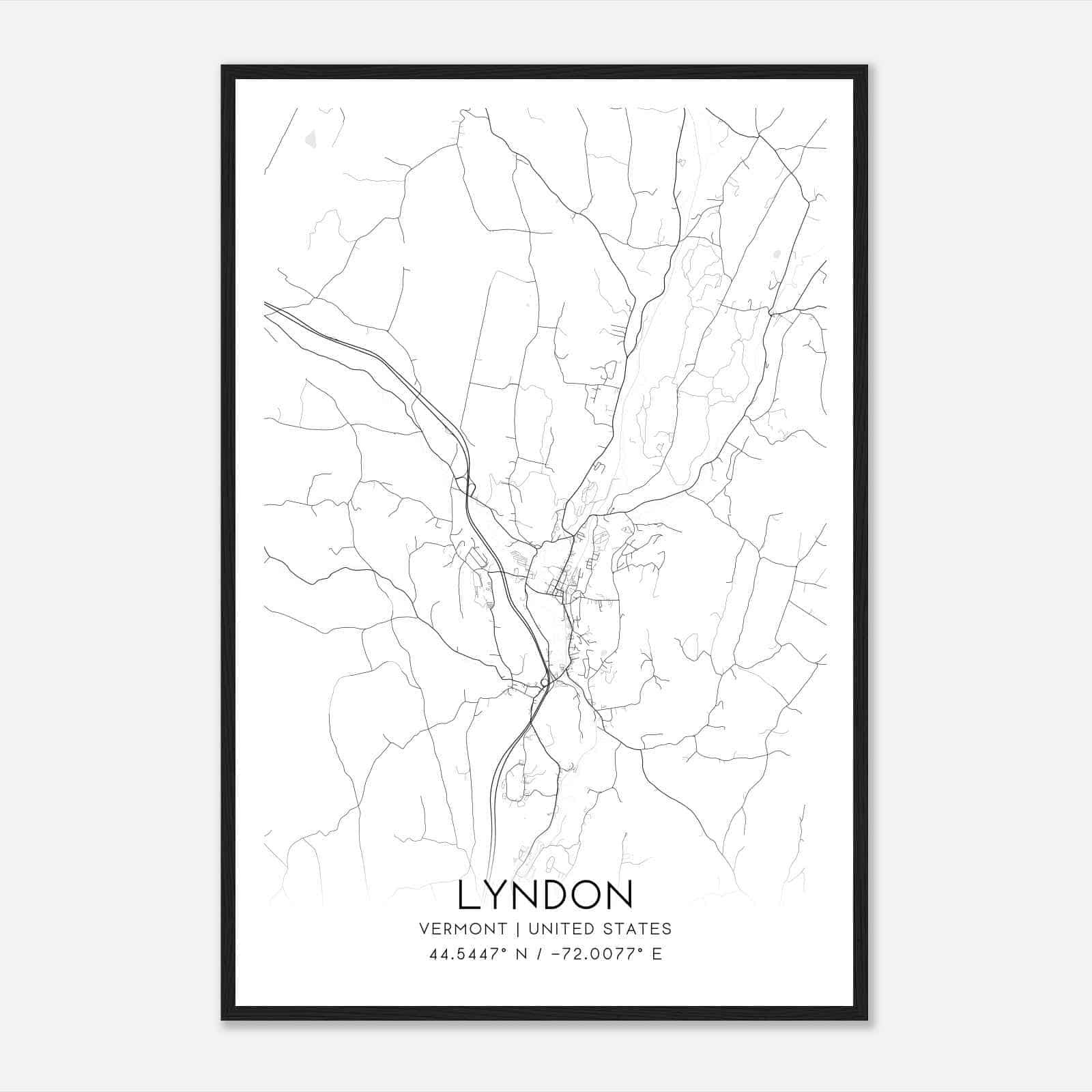 Lyndon Vermont Map Poster, Modern Home Decor Wall Art Print