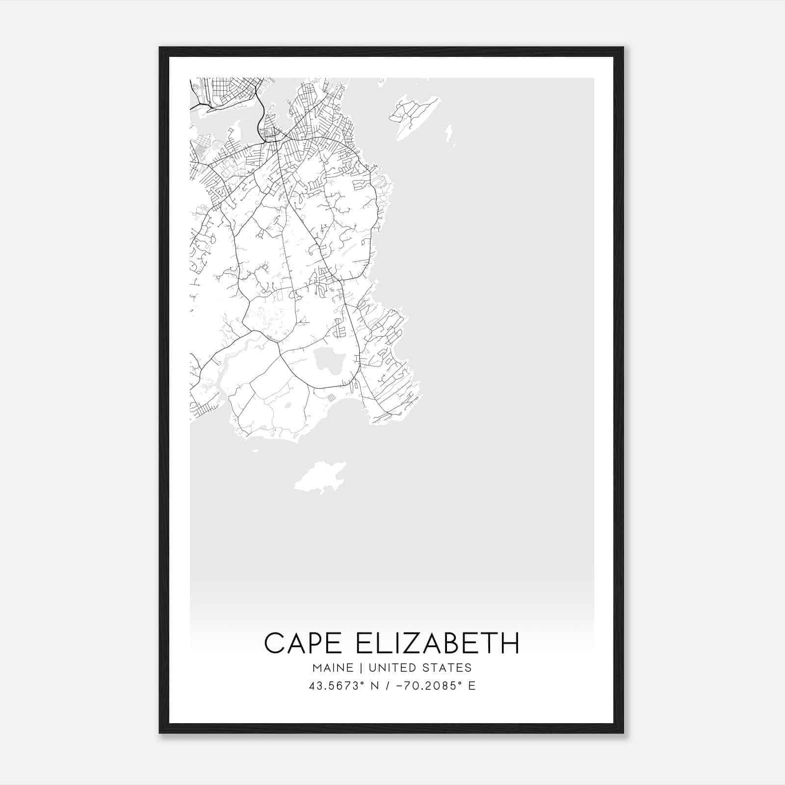 Cape Elizabeth Maine Map Poster, Modern Home Decor Wall Art Print