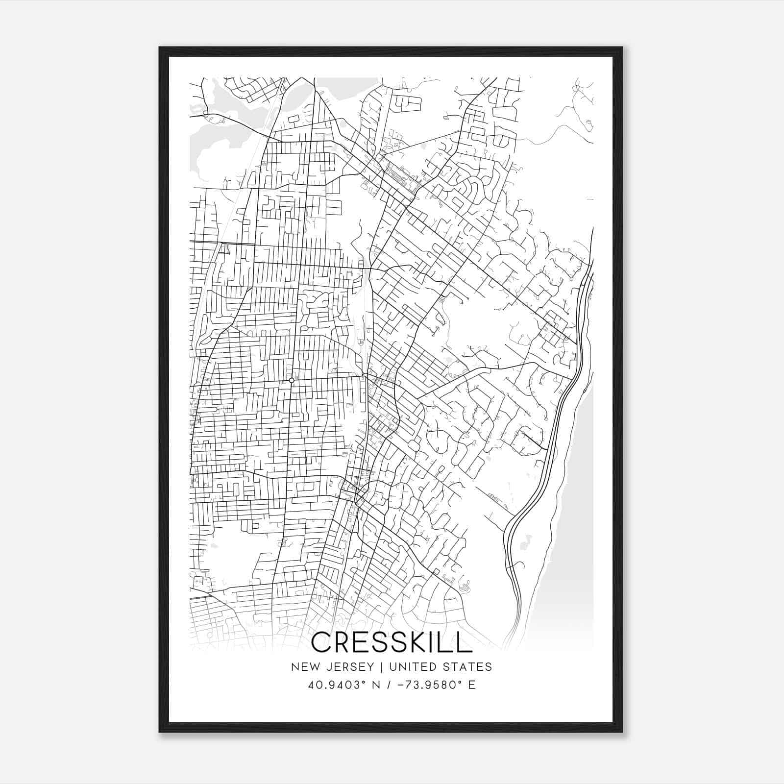 Cresskill New Jersey Map Poster, Modern Home Decor Wall Art Print