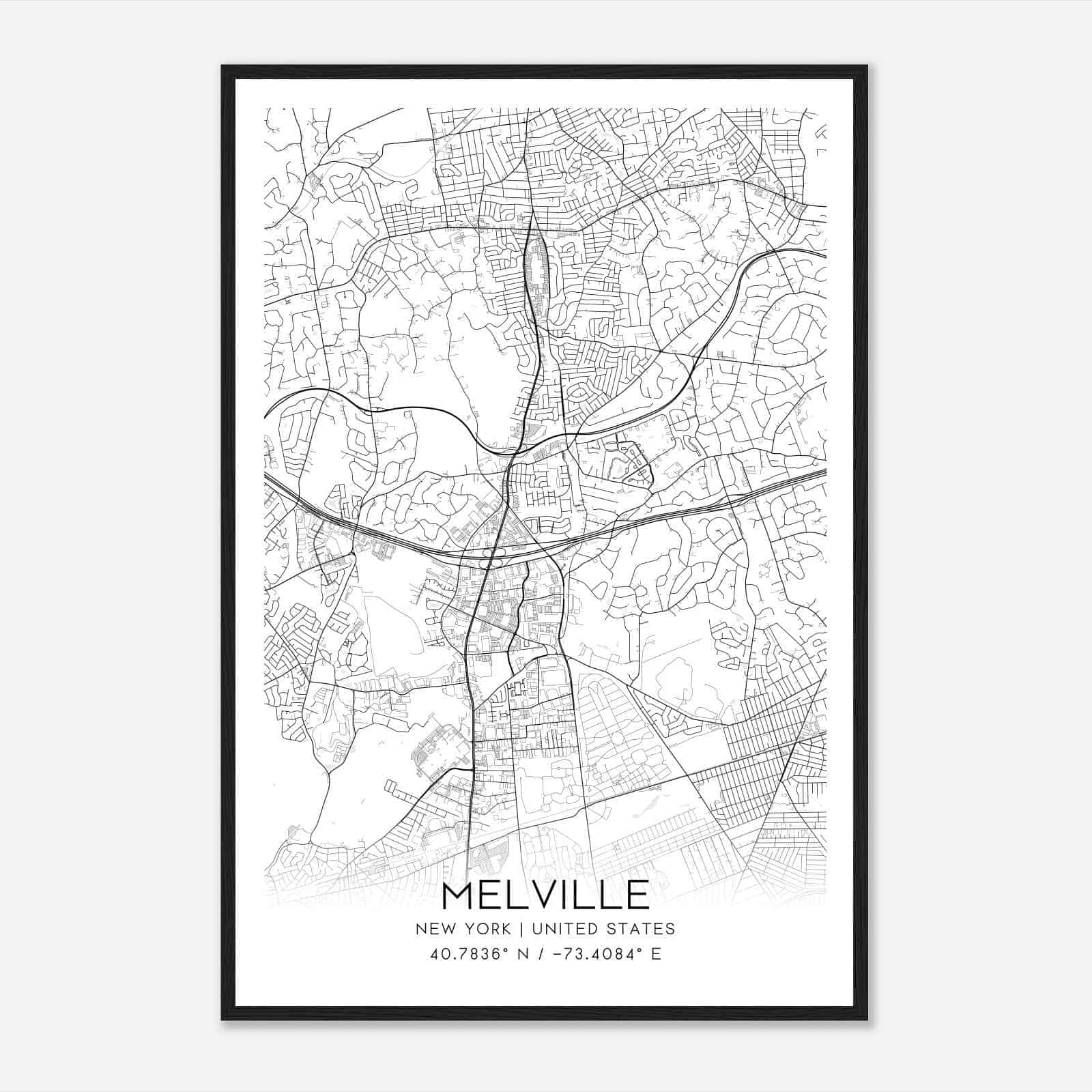 Melville New York Map Poster, Modern Home Decor Wall Art Print