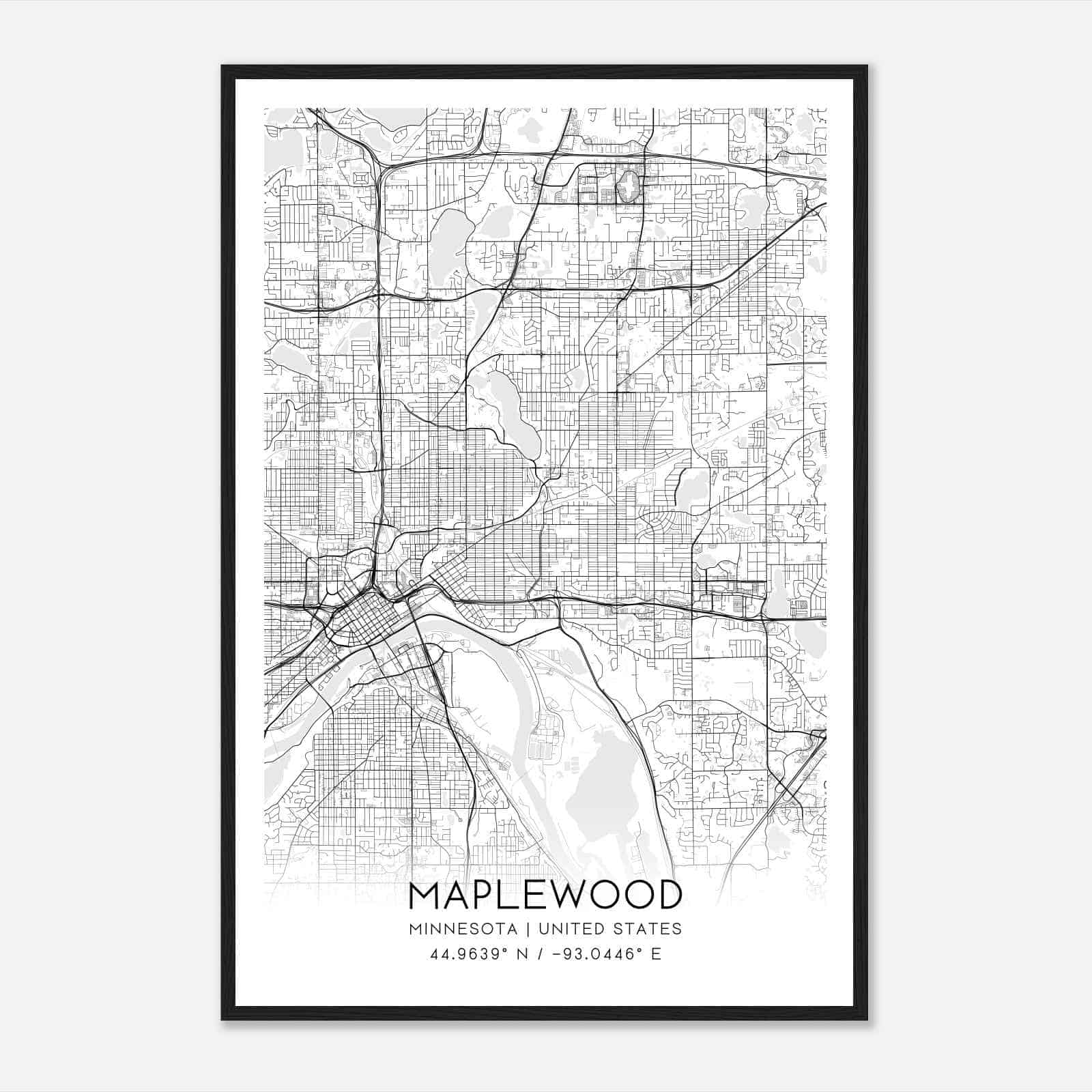 Maplewood Minnesota Map Poster, Modern Home Decor Wall Art Print