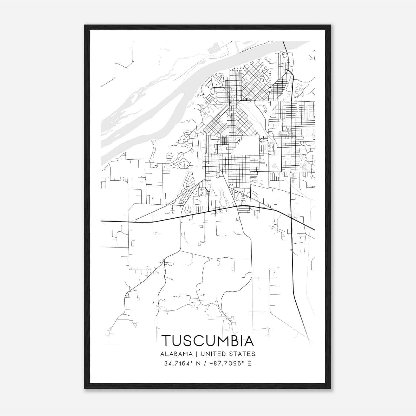 Tuscumbia Alabama Map Poster, Modern Home Decor Wall Art Print Tuscumbia Alabama Map Poster, Modern Home Decor Wall Art Print