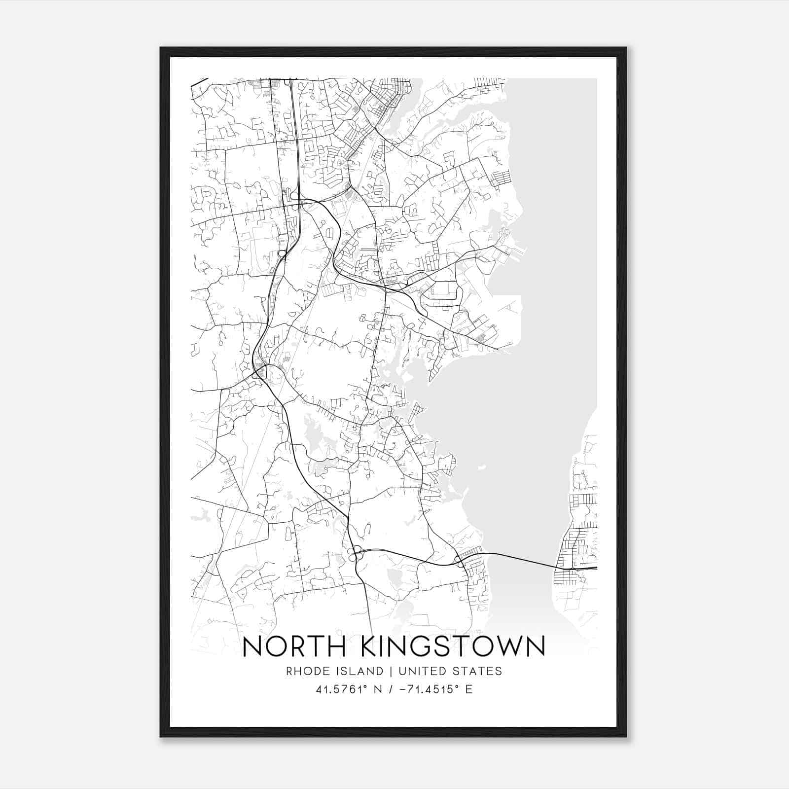 North Kingstown Rhode Island Map Poster, Modern Home Decor Wall Art Print