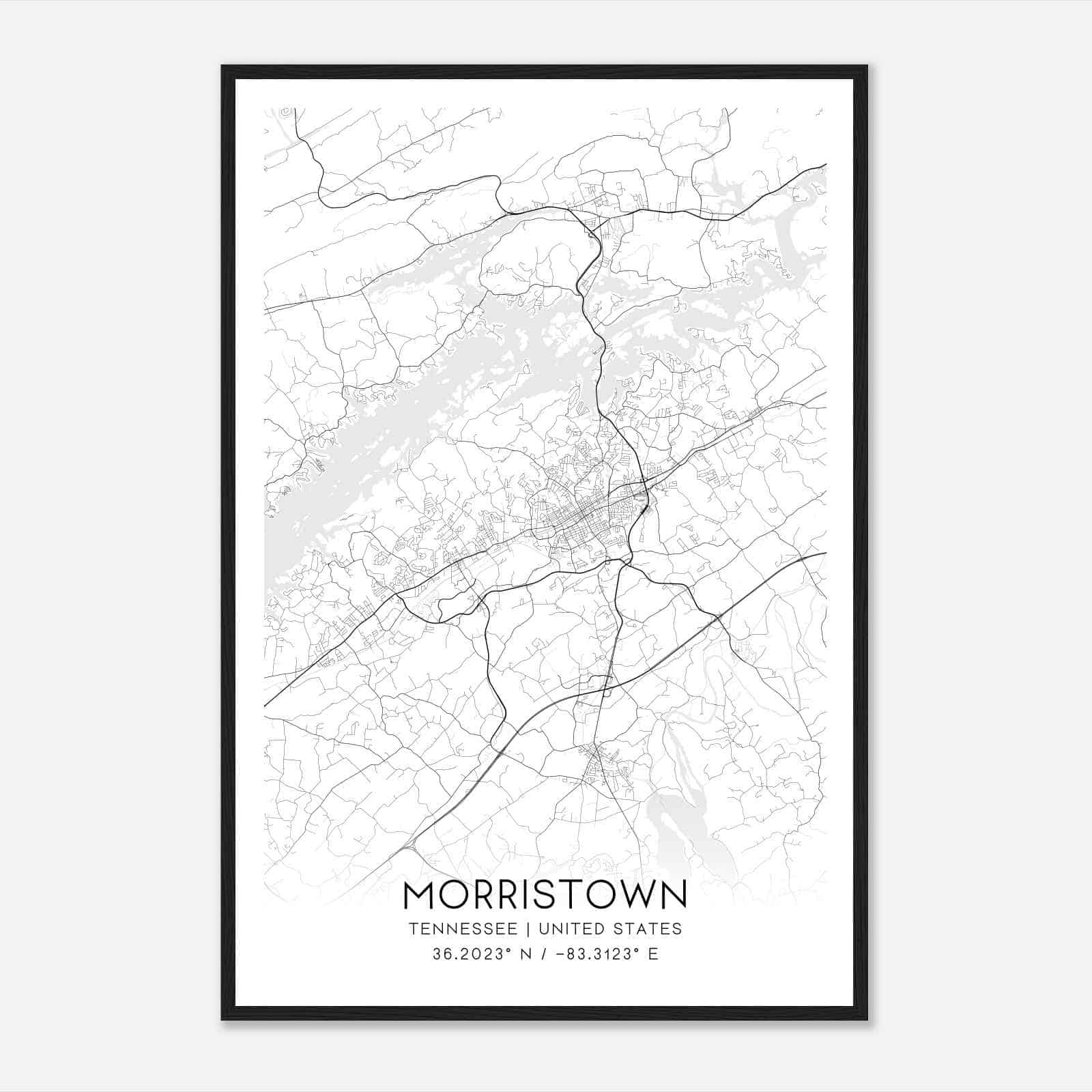 Morristown Tennessee Map Poster, Modern Home Decor Wall Art Print