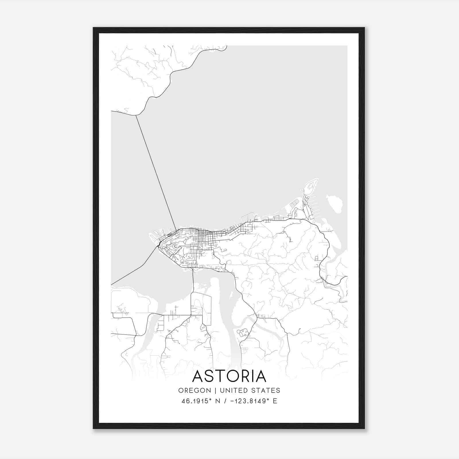 Astoria Oregon Map Poster, Modern Home Decor Wall Art Print