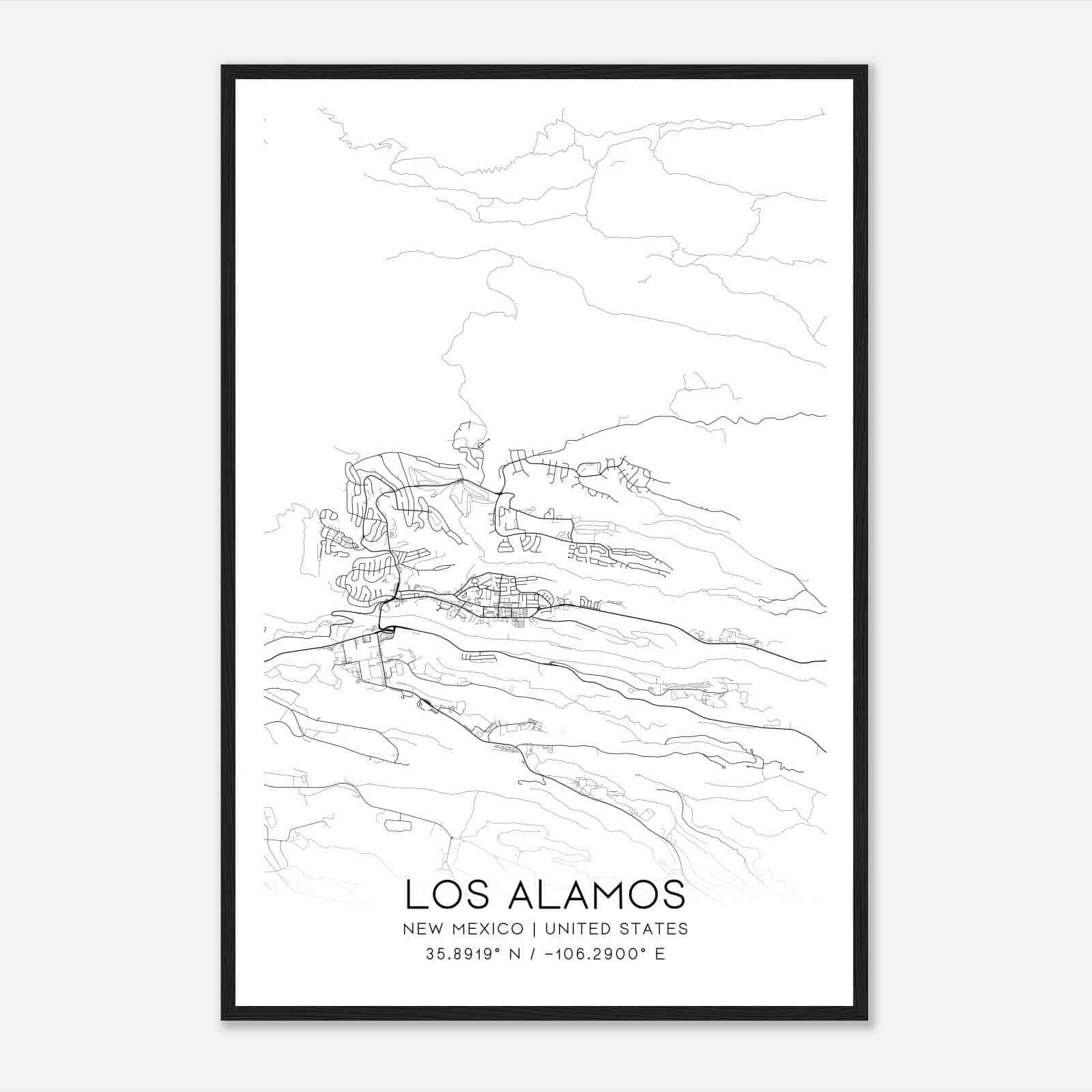 Los Alamos New Mexico Map Poster, Modern Home Decor Wall Art Print