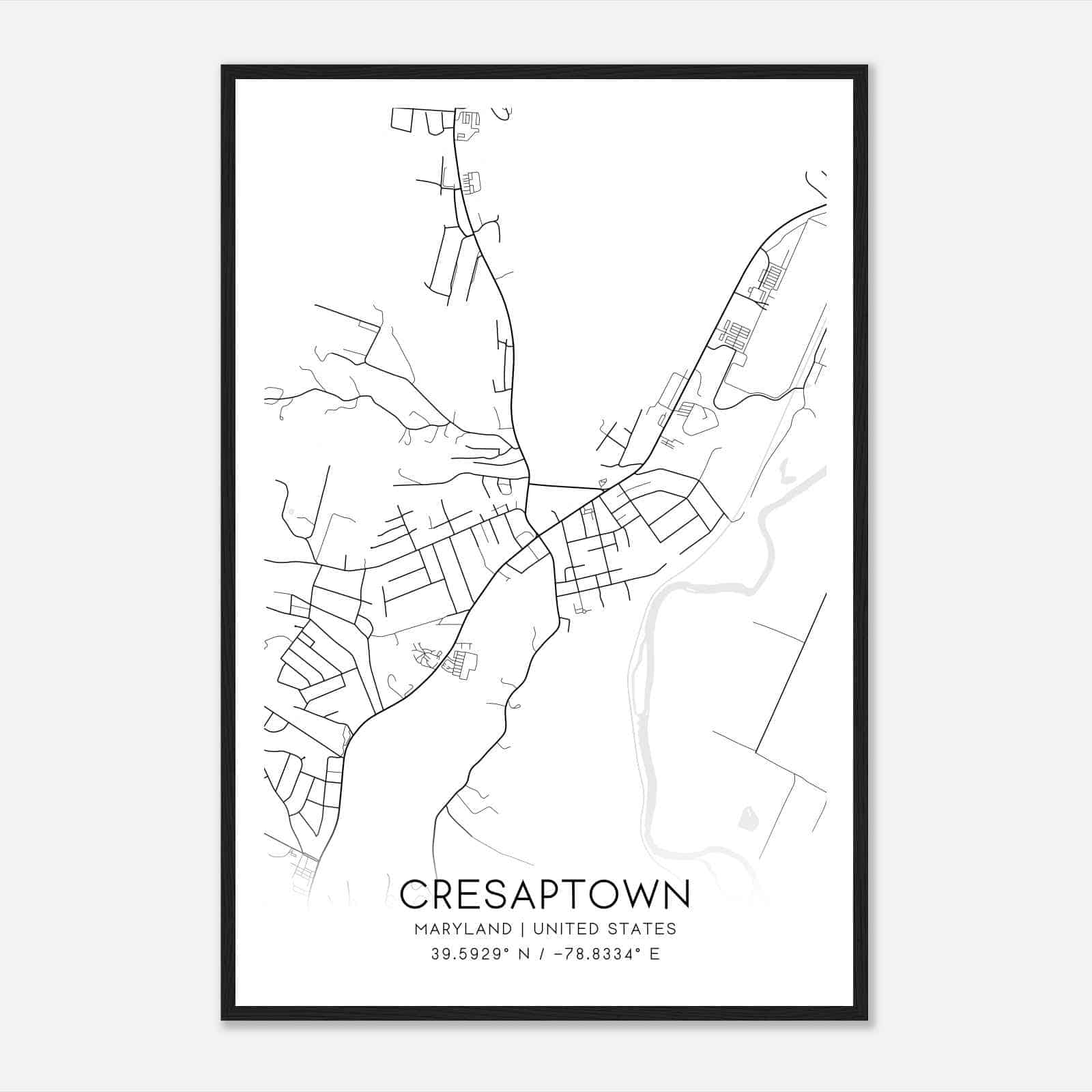 Cresaptown Maryland Map Poster, Modern Home Decor Wall Art Print