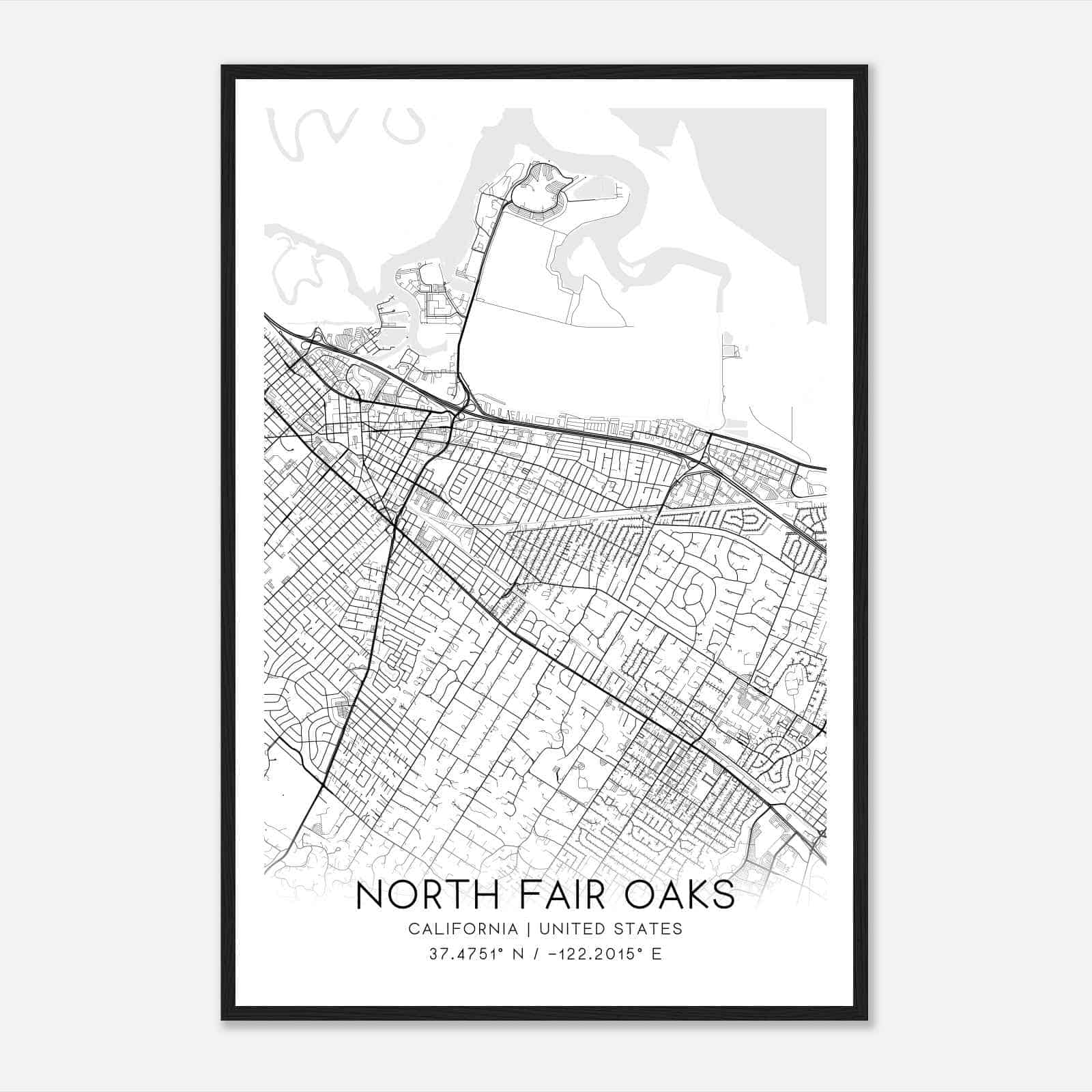 North Fair Oaks California Map Poster, Modern Home Decor Wall Art Print North Fair Oaks California Map Poster, Modern Home Decor Wall Art Print