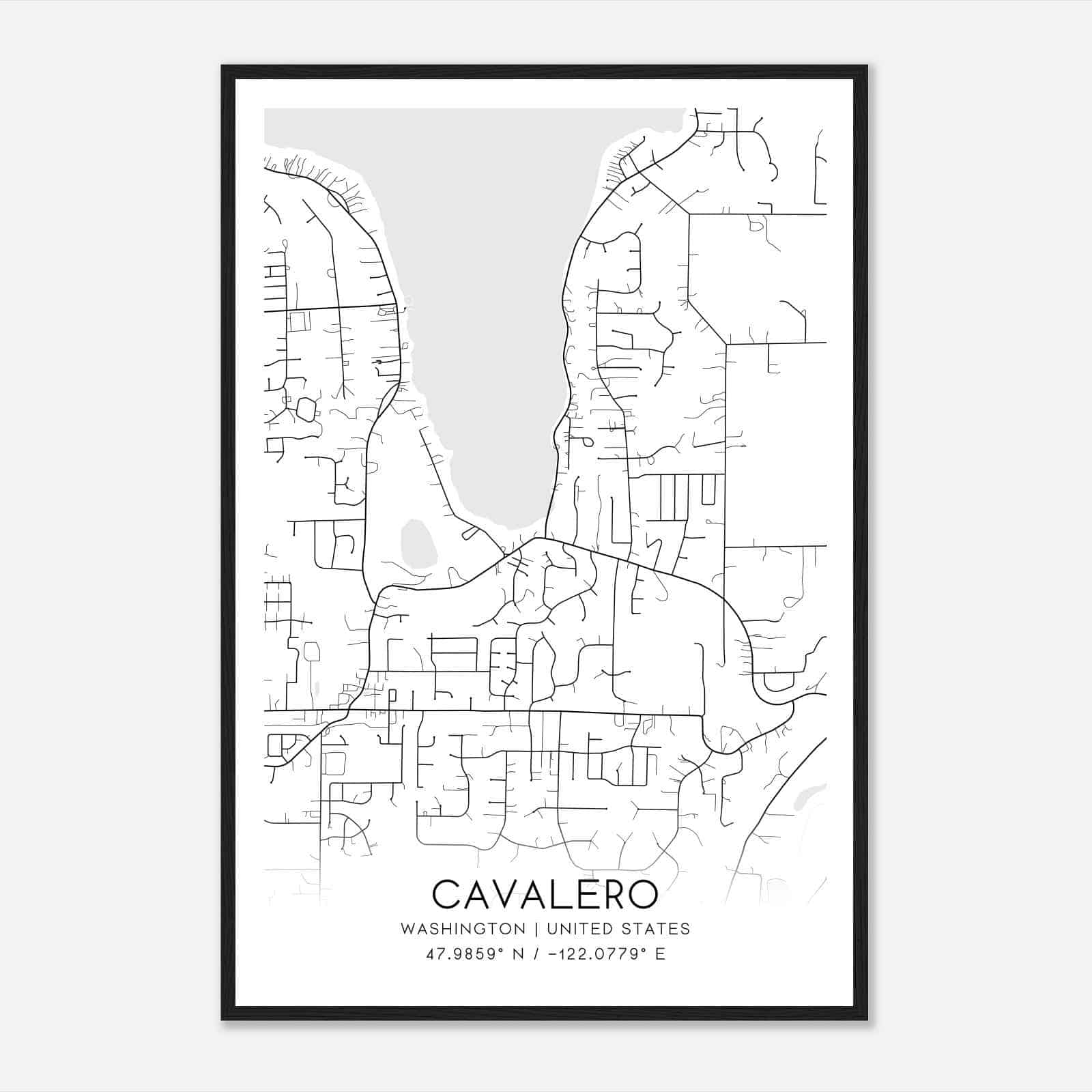 Cavalero Washington Map Poster, Modern Home Decor Wall Art Print