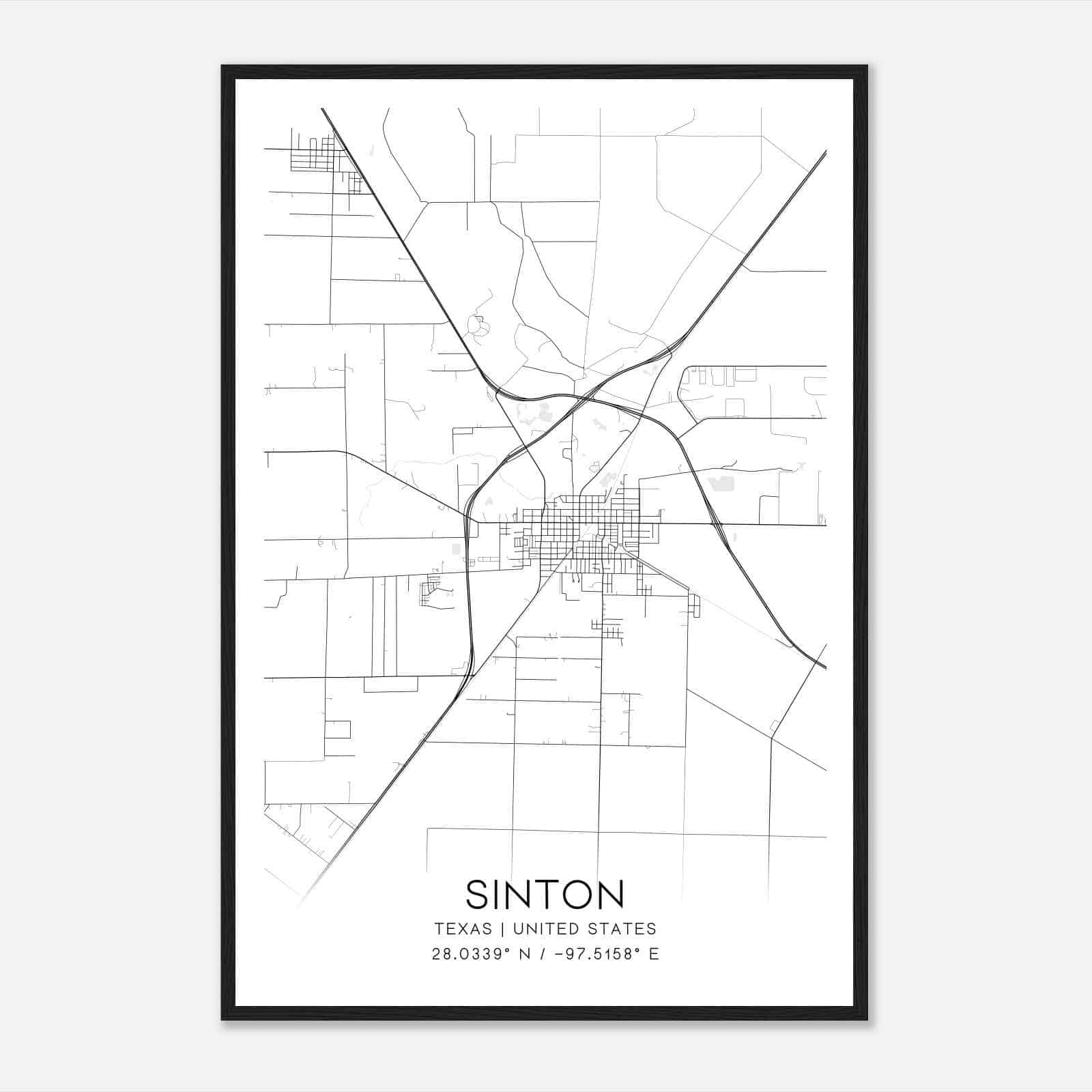 Sinton Texas Map Poster, Modern Home Decor Wall Art Print Sinton Texas Map Poster, Modern Home Decor Wall Art Print