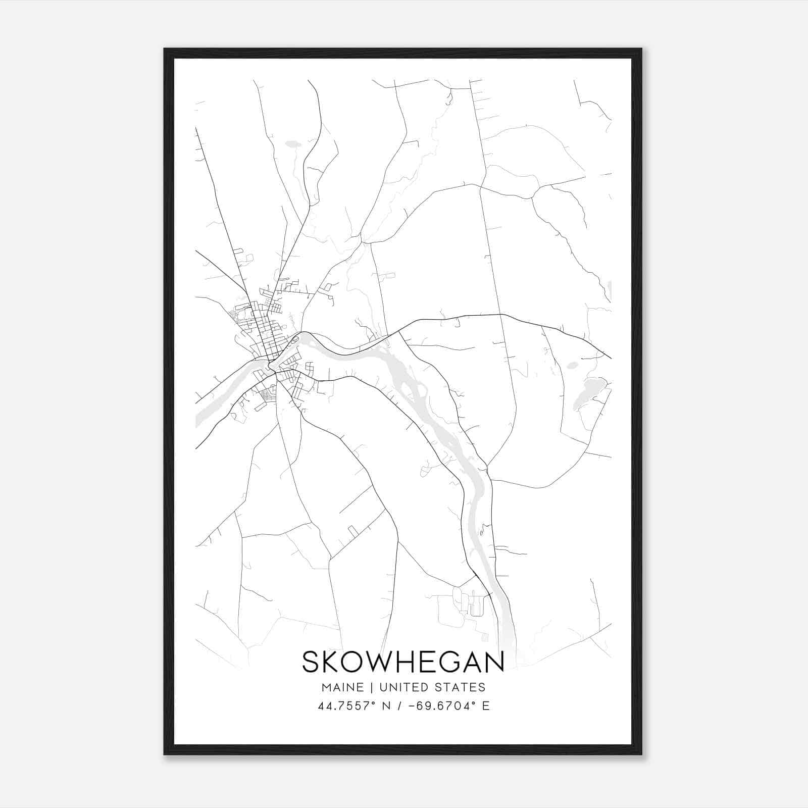 Skowhegan Maine Map Poster, Modern Home Decor Wall Art Print Skowhegan Maine Map Poster, Modern Home Decor Wall Art Print