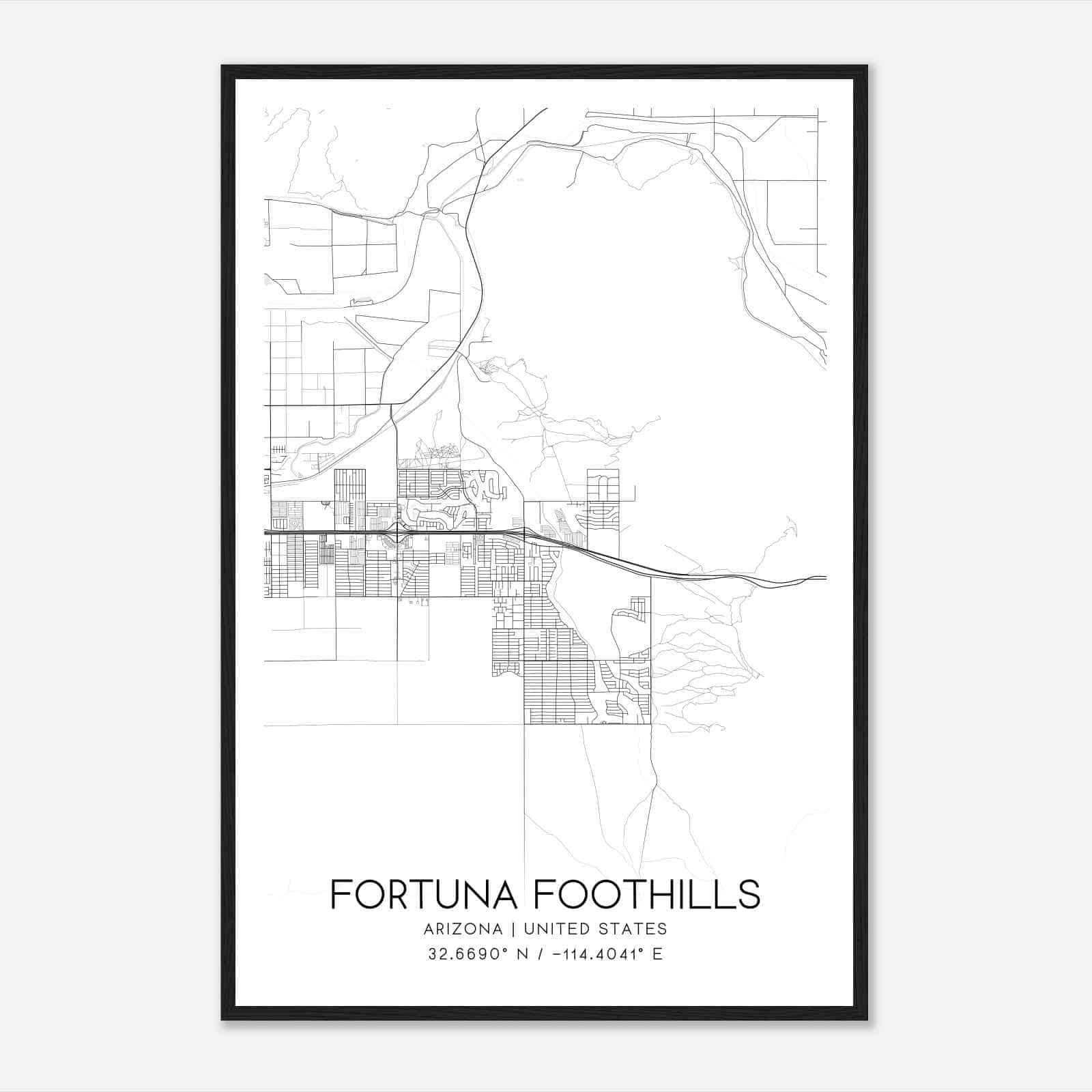Fortuna Foothills Arizona Map Poster, Modern Home Decor Wall Art Print