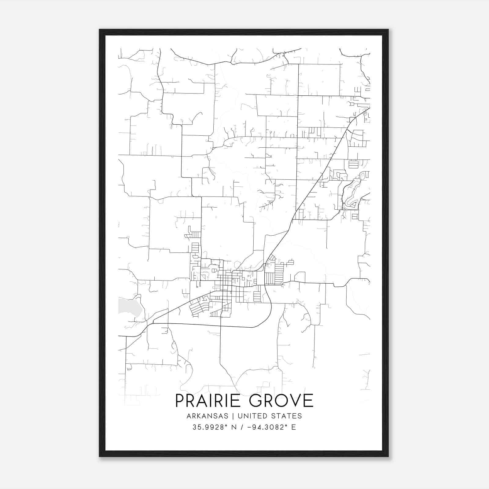 Prairie Grove Arkansas Map Poster, Modern Home Decor Wall Art Print