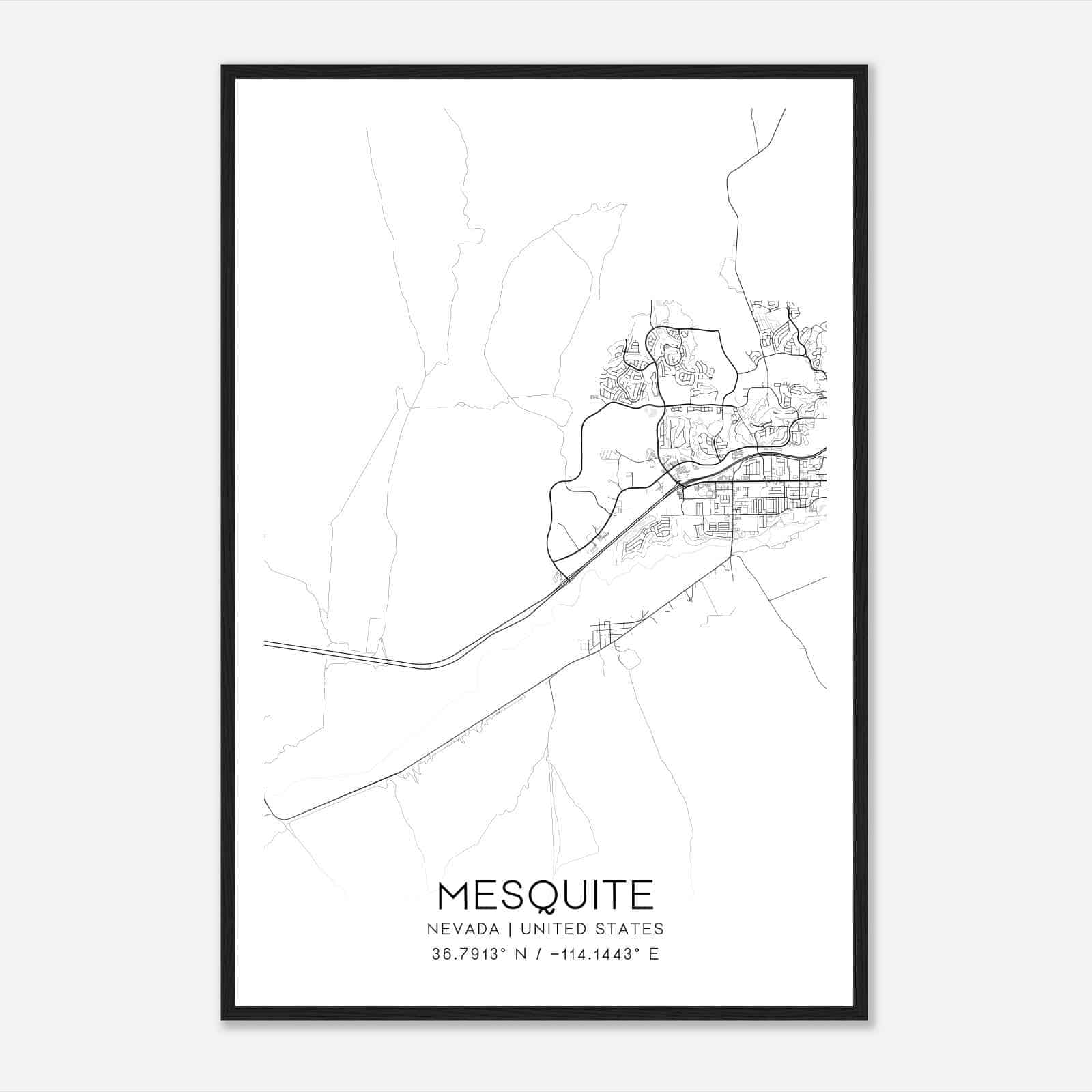 Mesquite Nevada Map Poster, Modern Home Decor Wall Art Print Mesquite Nevada Map Poster, Modern Home Decor Wall Art Print