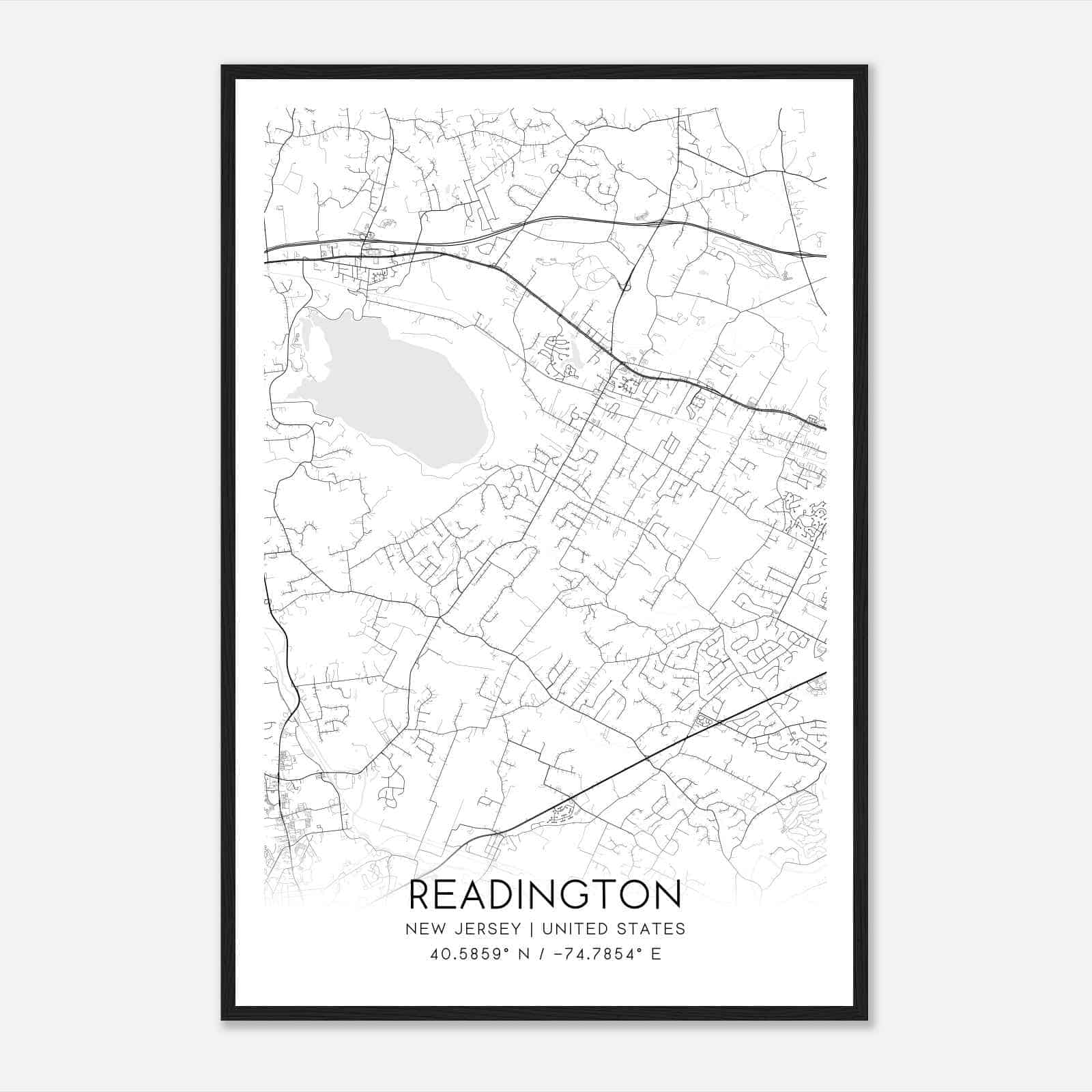 Readington New Jersey Map Poster, Modern Home Decor Wall Art Print