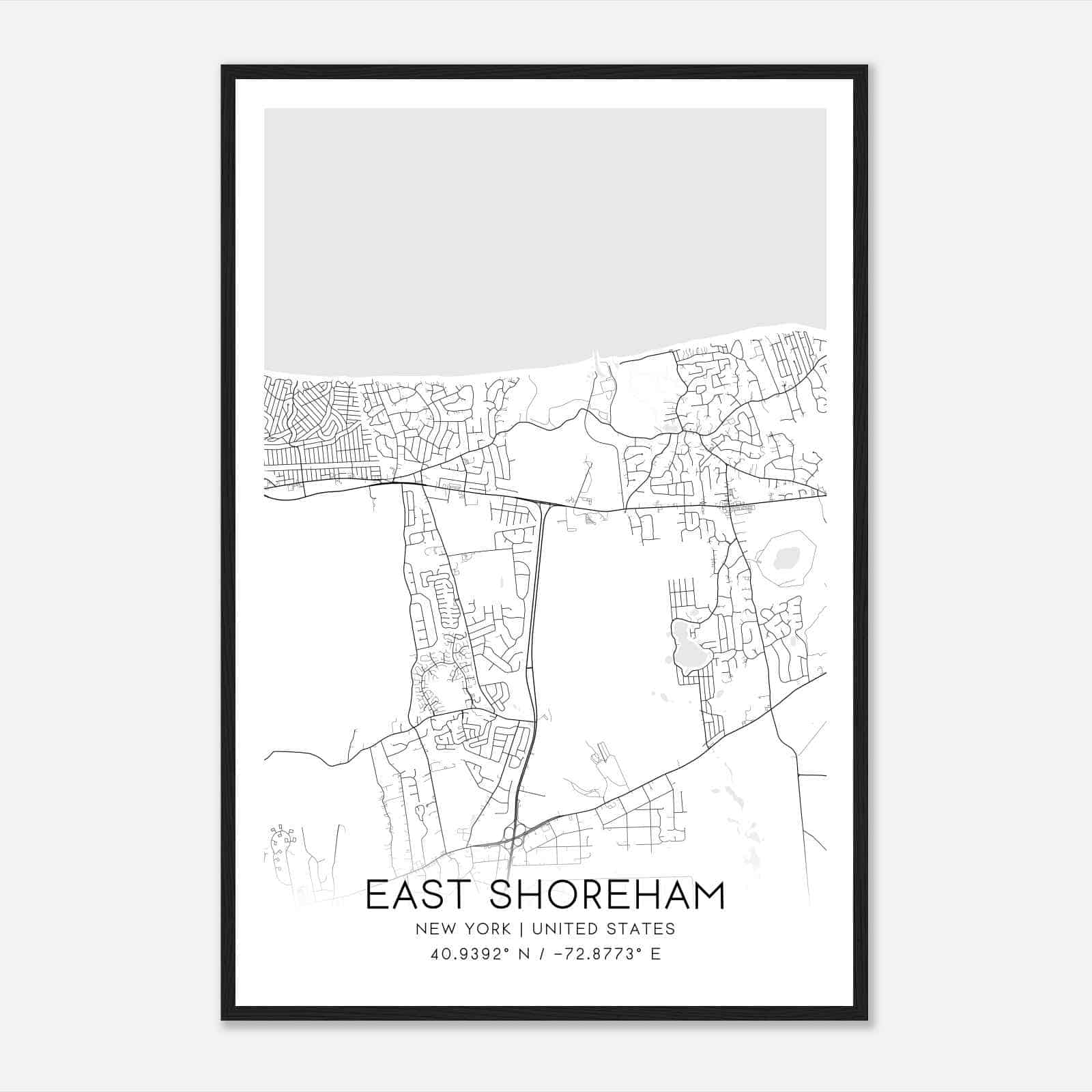 East Shoreham New York Map Poster, Modern Home Decor Wall Art Print