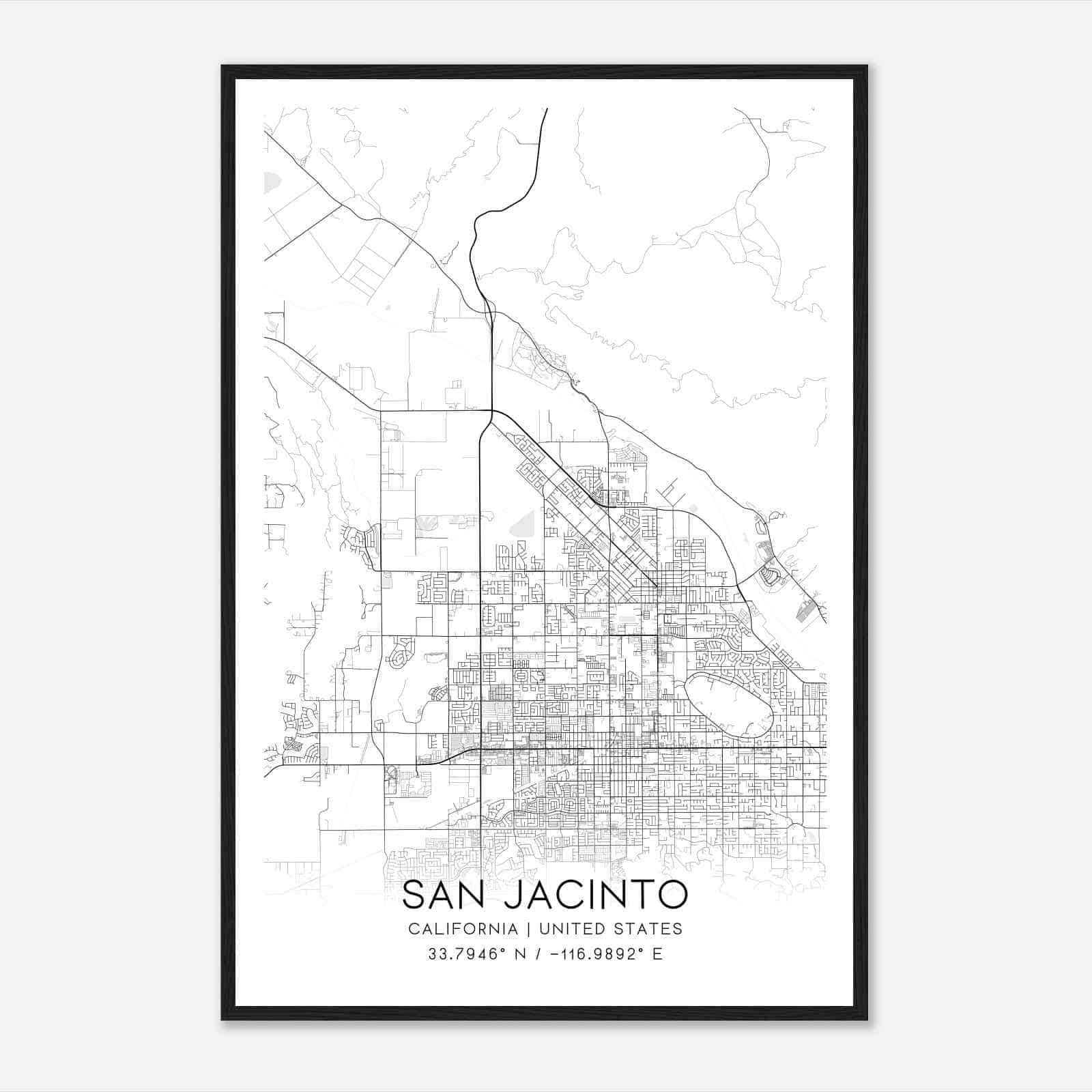 San Jacinto California Map Poster, Modern Home Decor Wall Art Print San Jacinto California Map Poster, Modern Home Decor Wall Art Print