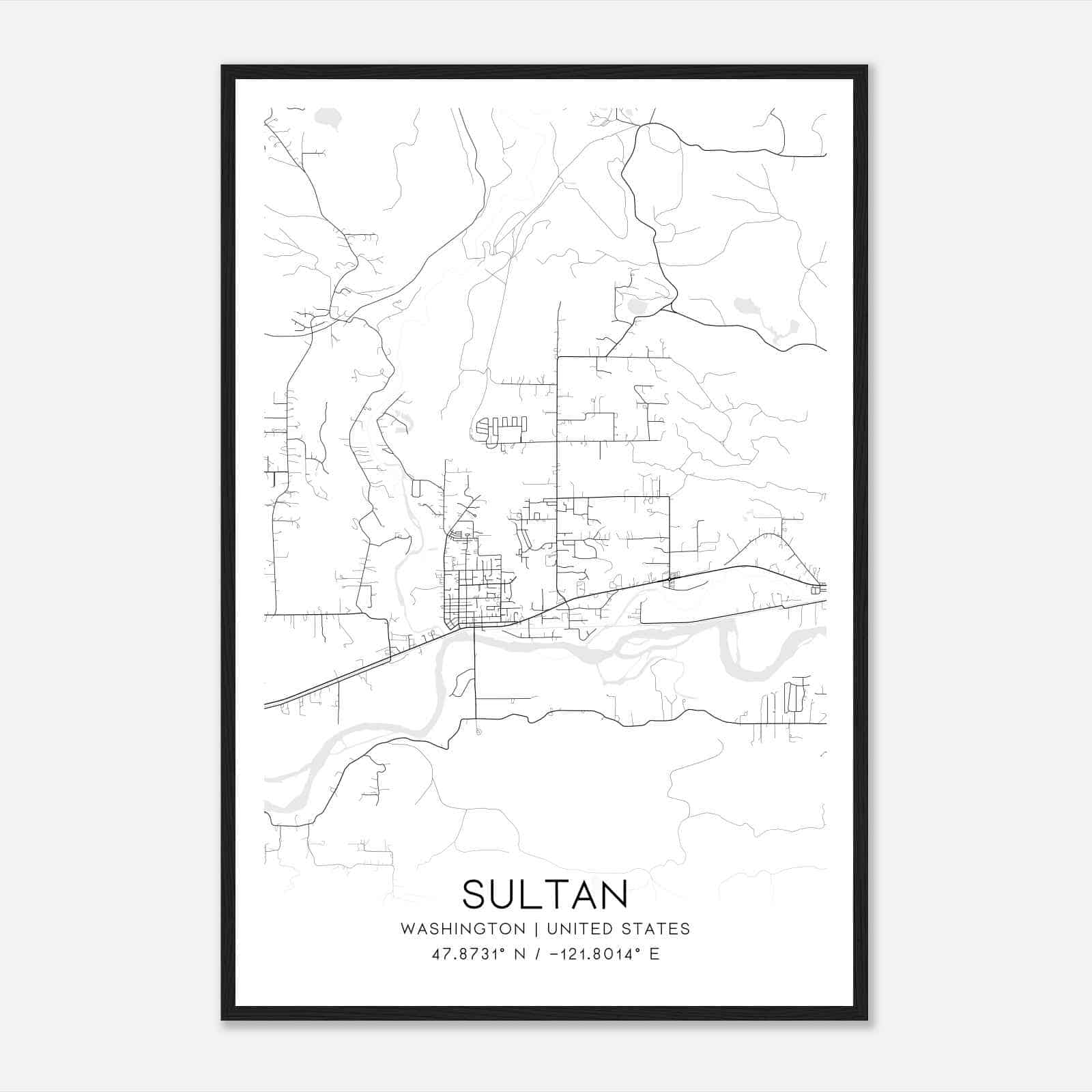 Sultan Washington Map Poster, Modern Home Decor Wall Art Print Sultan Washington Map Poster, Modern Home Decor Wall Art Print