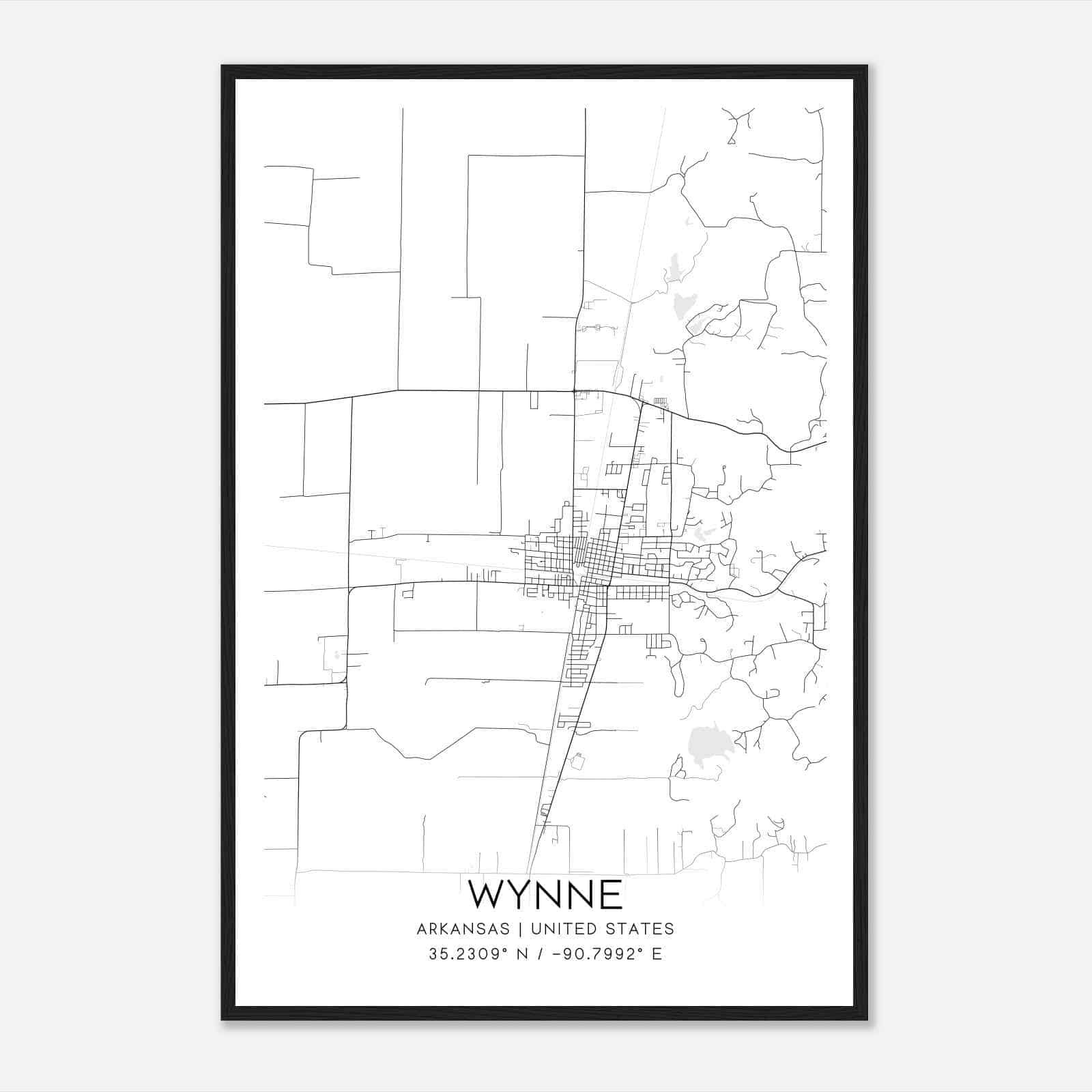Wynne Arkansas Map Poster, Modern Home Decor Wall Art Print