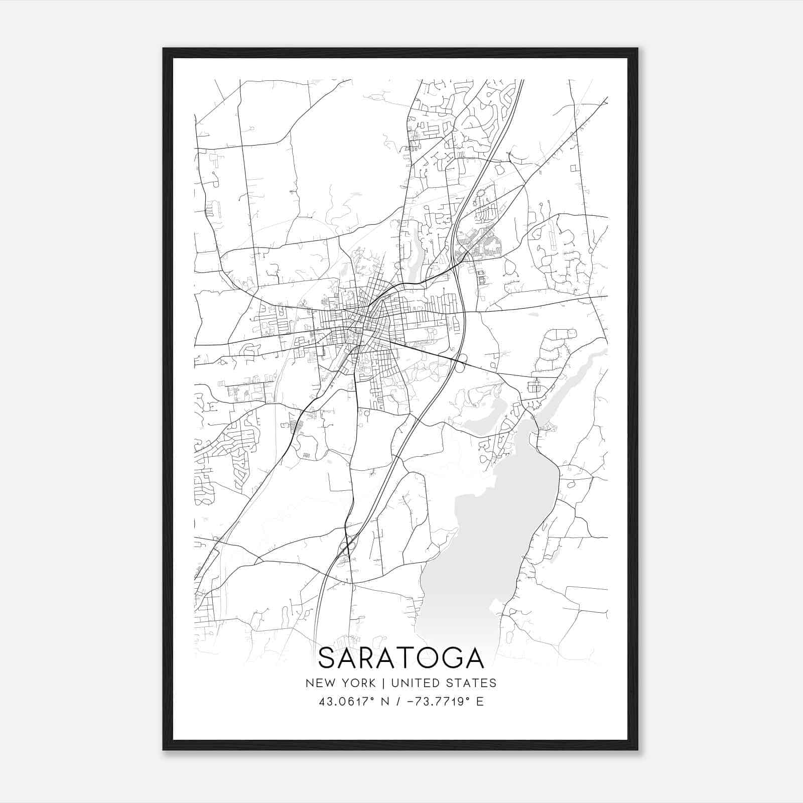 Saratoga New York Map Poster, Modern Home Decor Wall Art Print