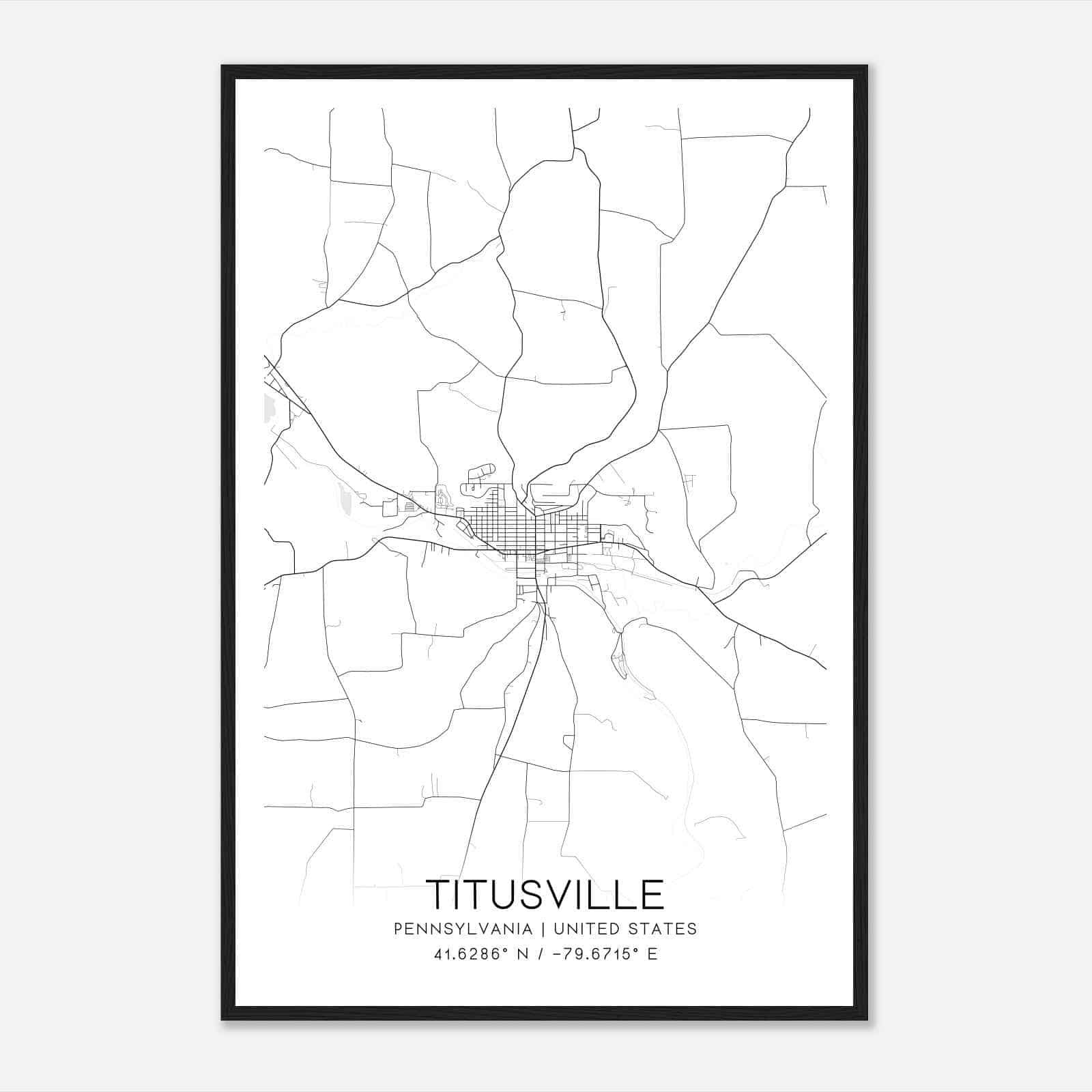 Titusville Pennsylvania Map Poster, Modern Home Decor Wall Art Print Titusville Pennsylvania Map Poster, Modern Home Decor Wall Art Print