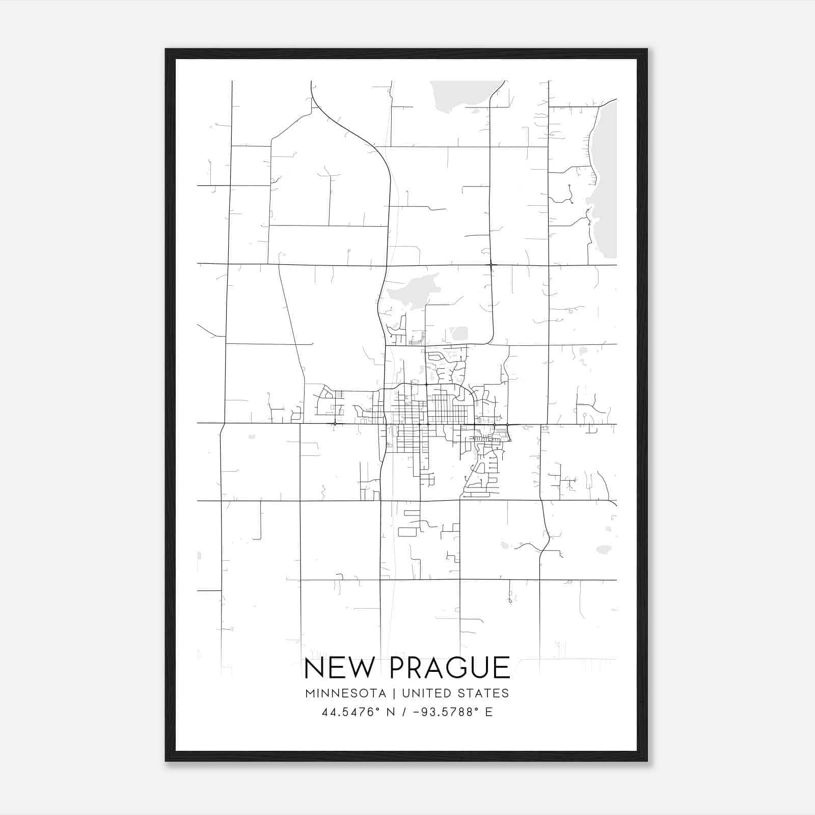 New Prague Minnesota Map Poster, Modern Home Decor Wall Art Print