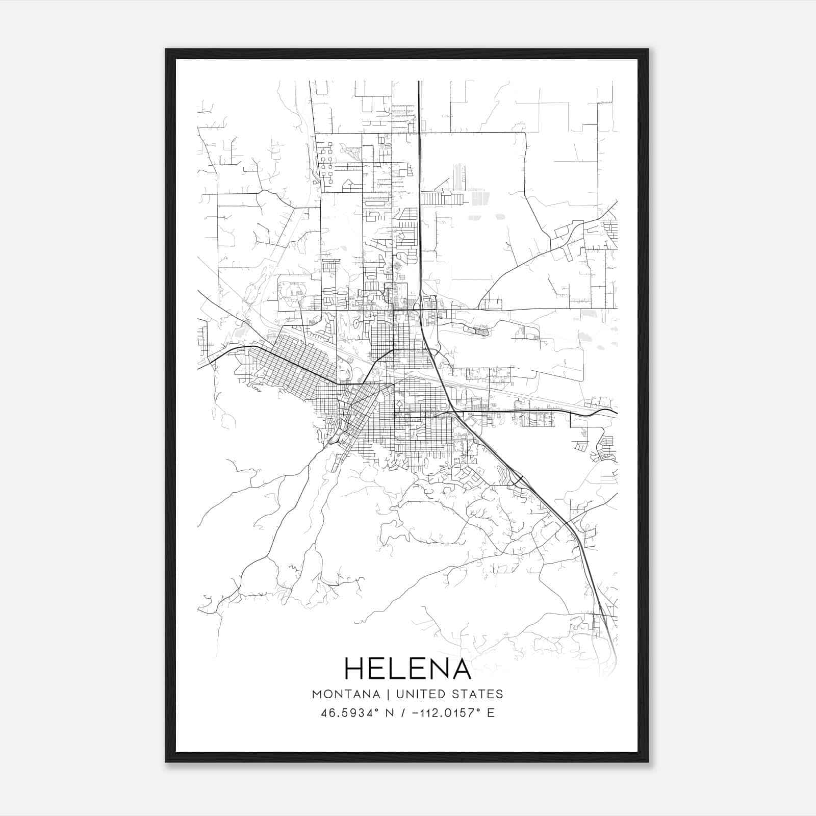 Helena Montana Map Poster, Modern Home Decor Wall Art Print