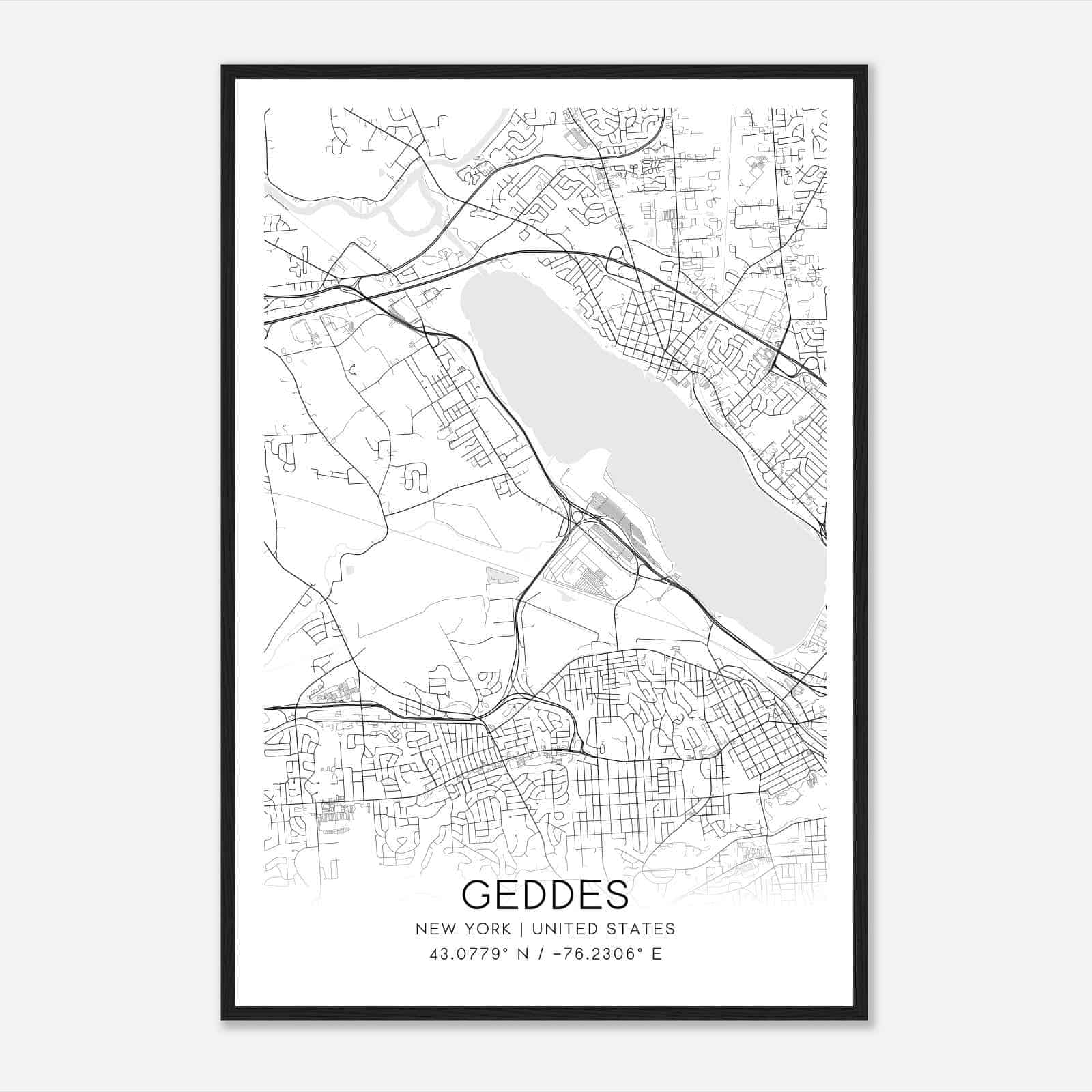 Geddes New York Map Poster, Modern Home Decor Wall Art Print