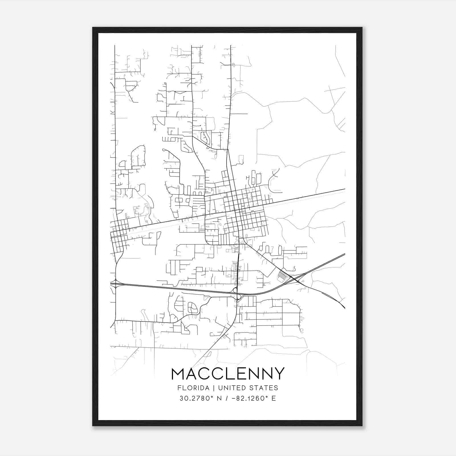 Macclenny Florida Map Poster, Modern Home Decor Wall Art Print Macclenny Florida Map Poster, Modern Home Decor Wall Art Print