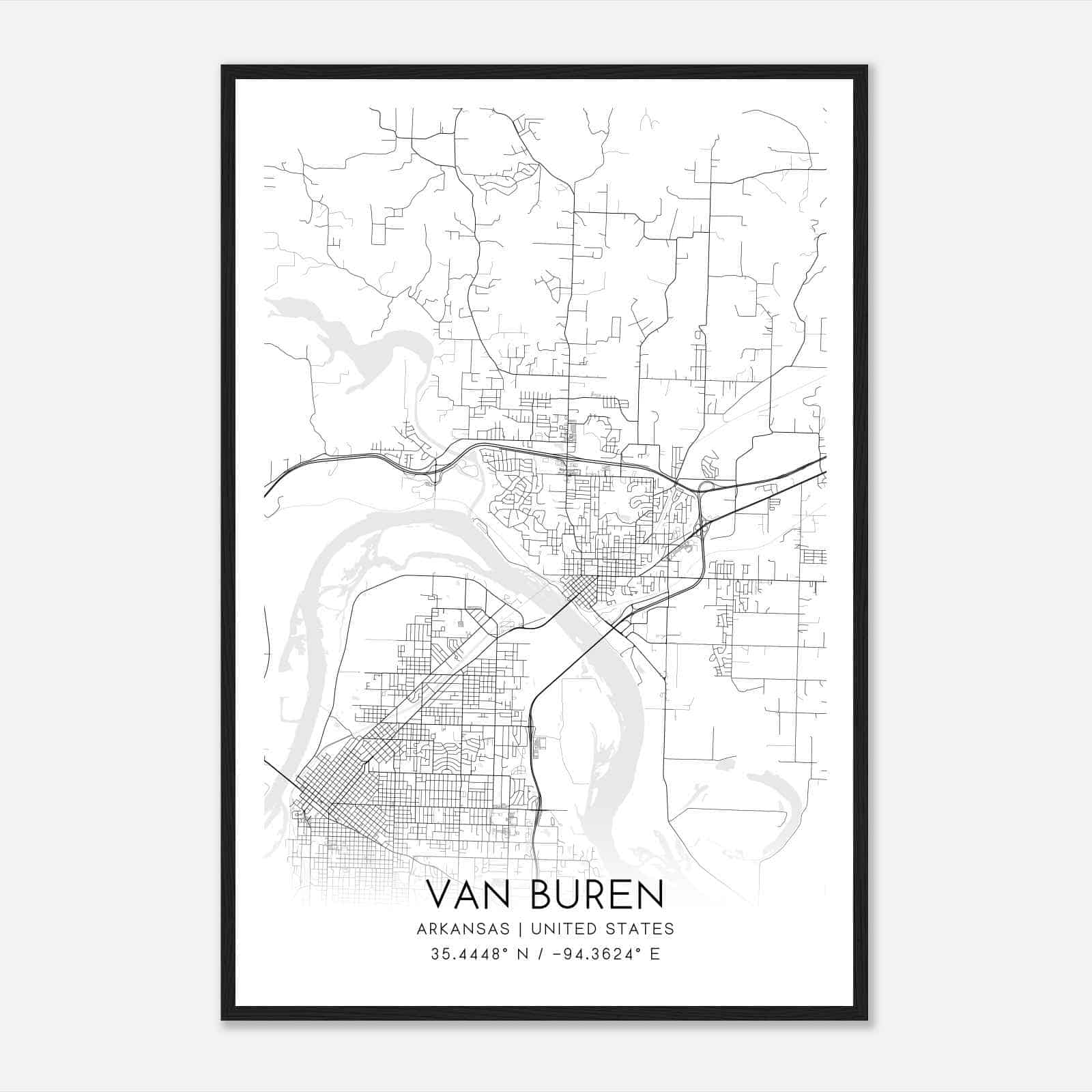 Van Buren Arkansas Map Poster, Modern Home Decor Wall Art Print