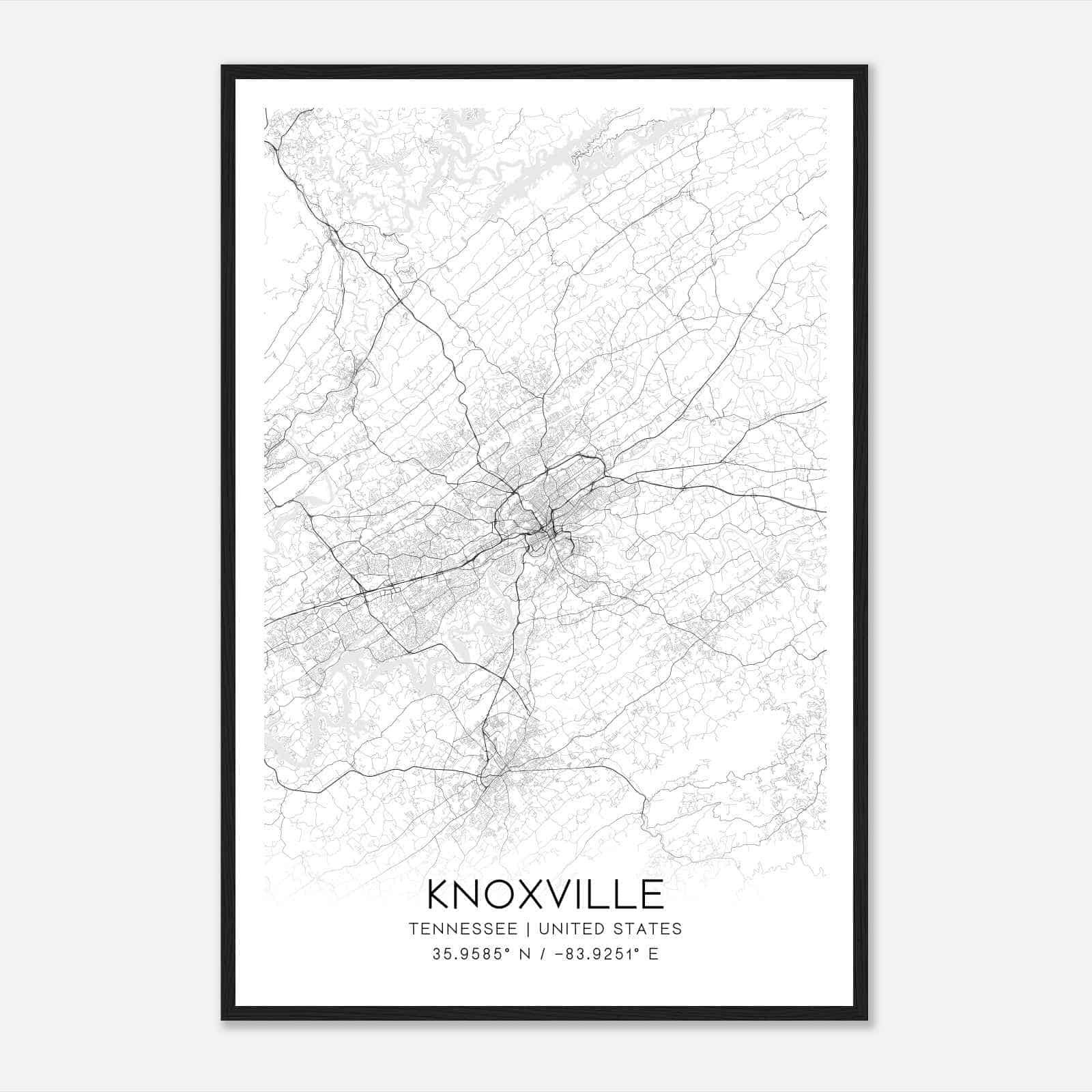 Knoxville Tennessee Map Poster, Modern Home Decor Wall Art Print