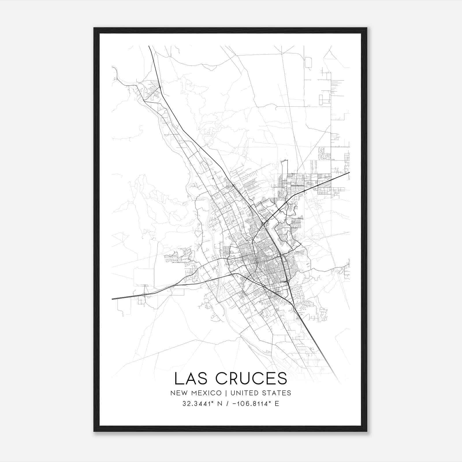 Las Cruces New Mexico Map Poster, Modern Home Decor Wall Art Print