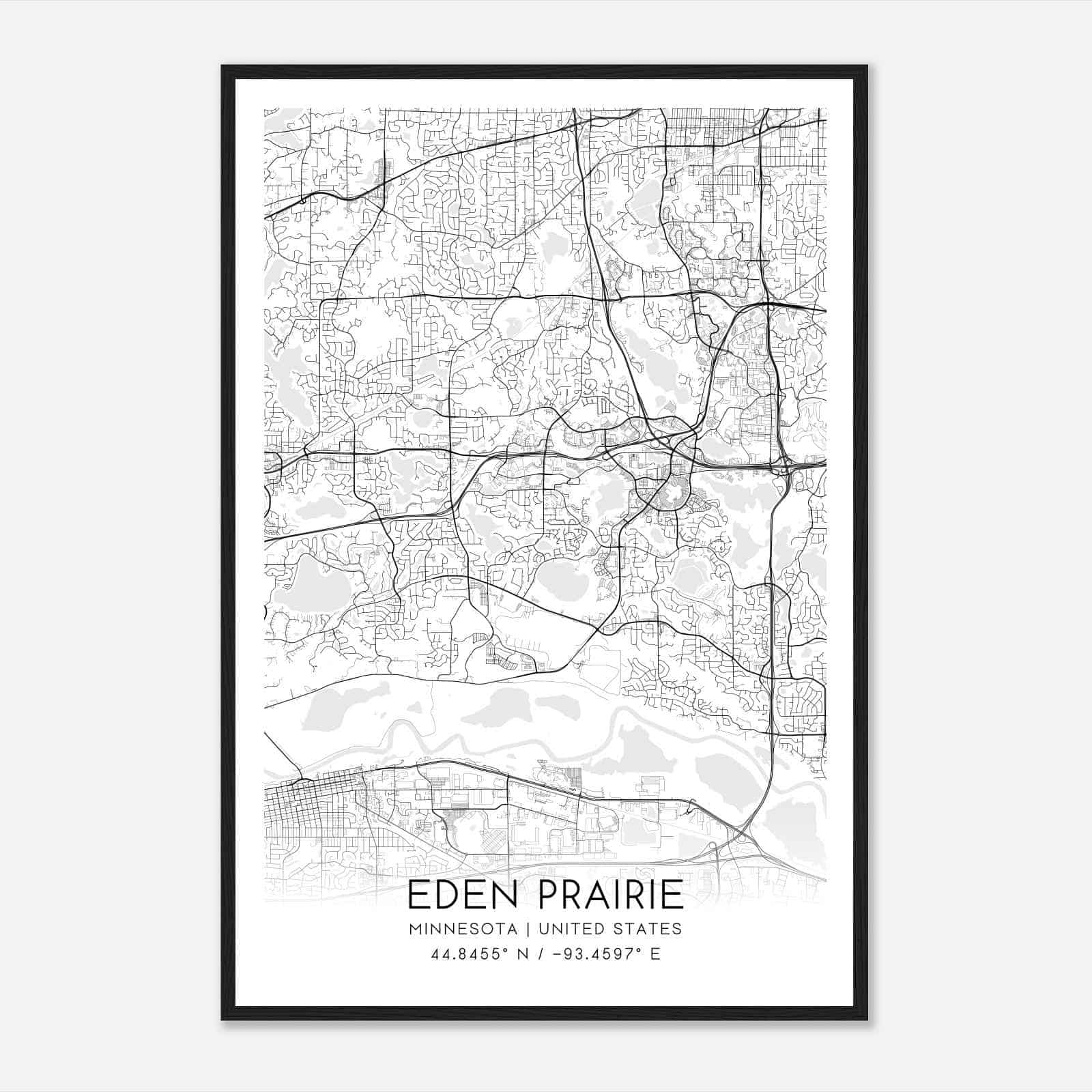 Eden Prairie Minnesota Map Poster, Modern Home Decor Wall Art Print
