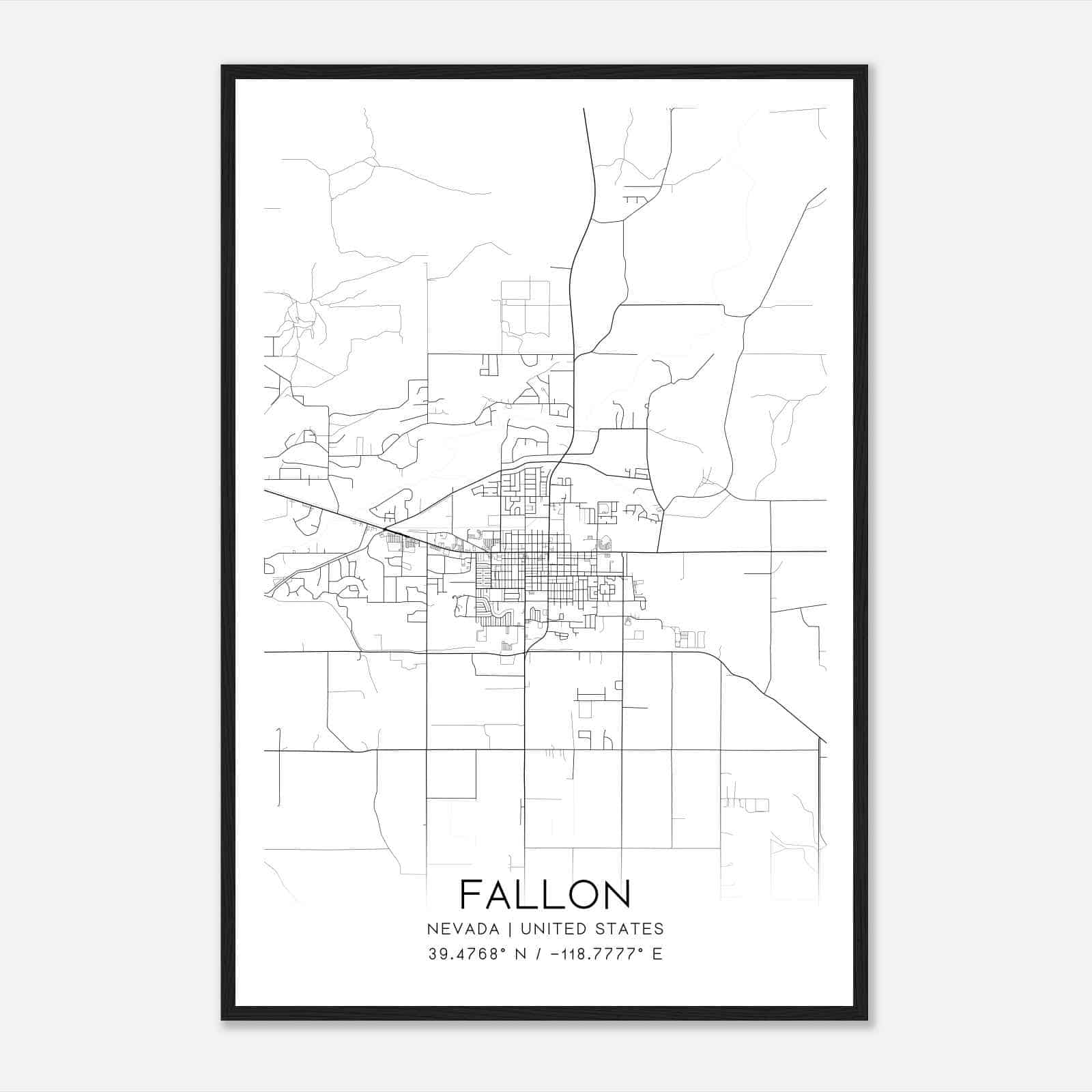 Fallon Nevada Map Poster, Modern Home Decor Wall Art Print