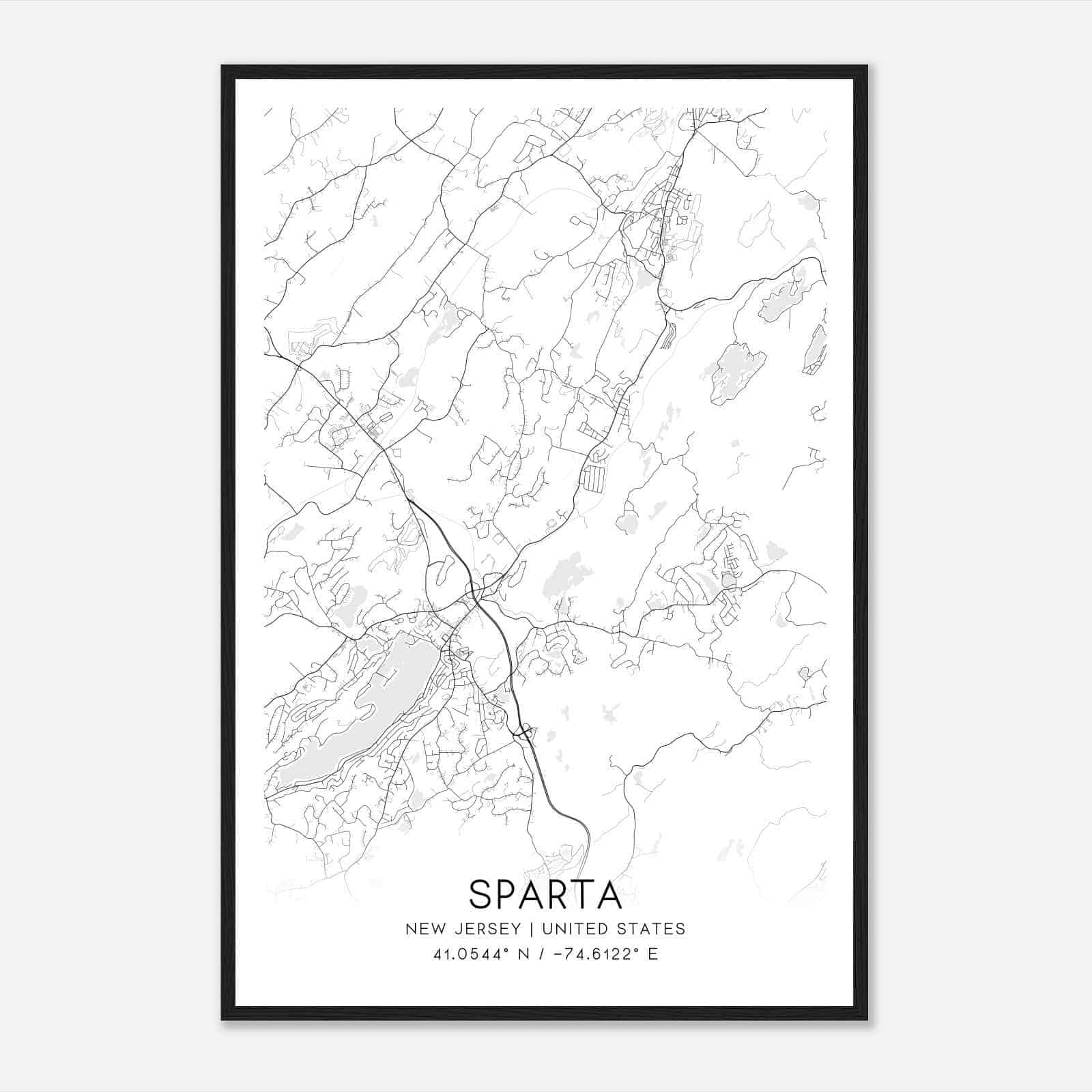 Sparta New Jersey Map Poster, Modern Home Decor Wall Art Print
