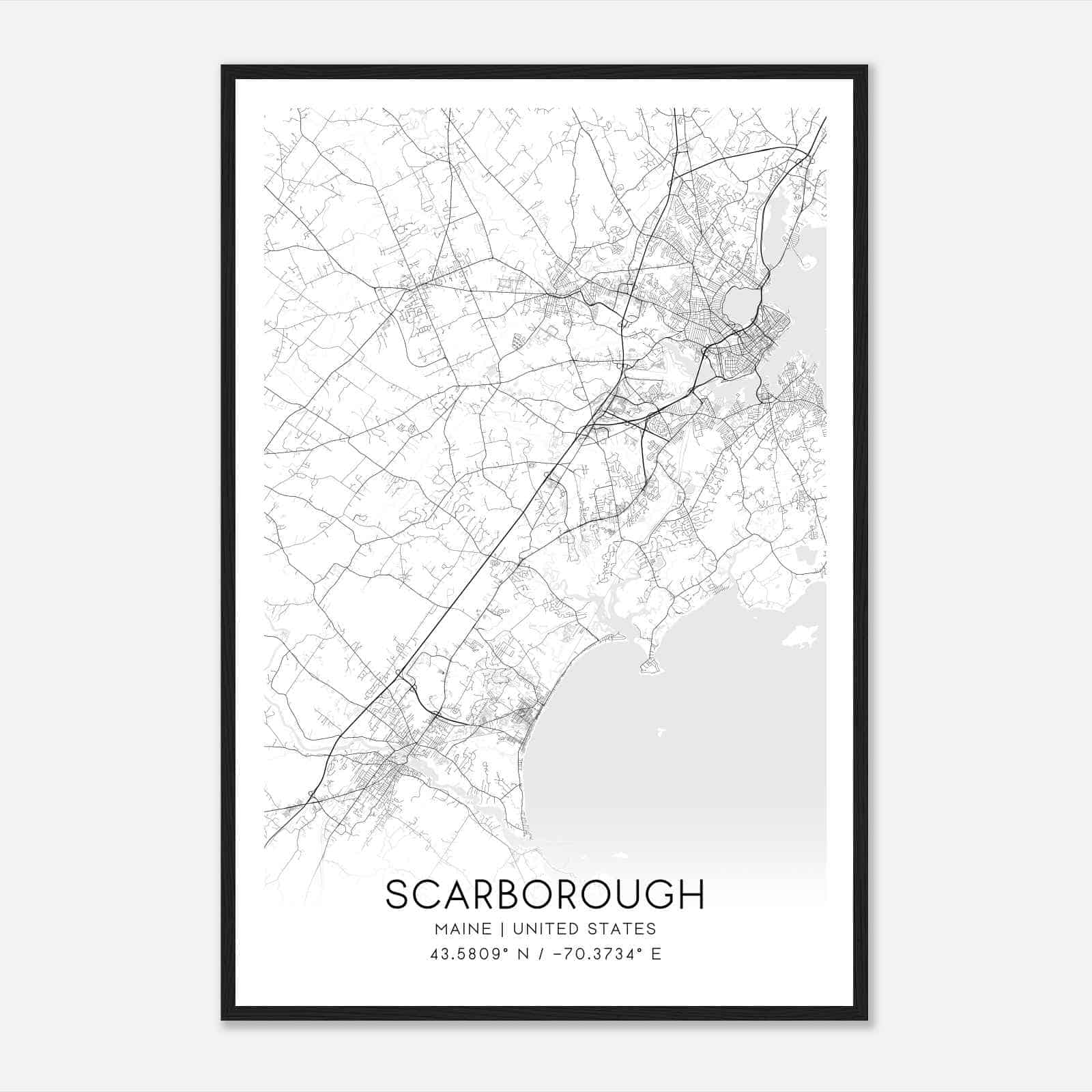 Scarborough Maine Map Poster, Modern Home Decor Wall Art Print