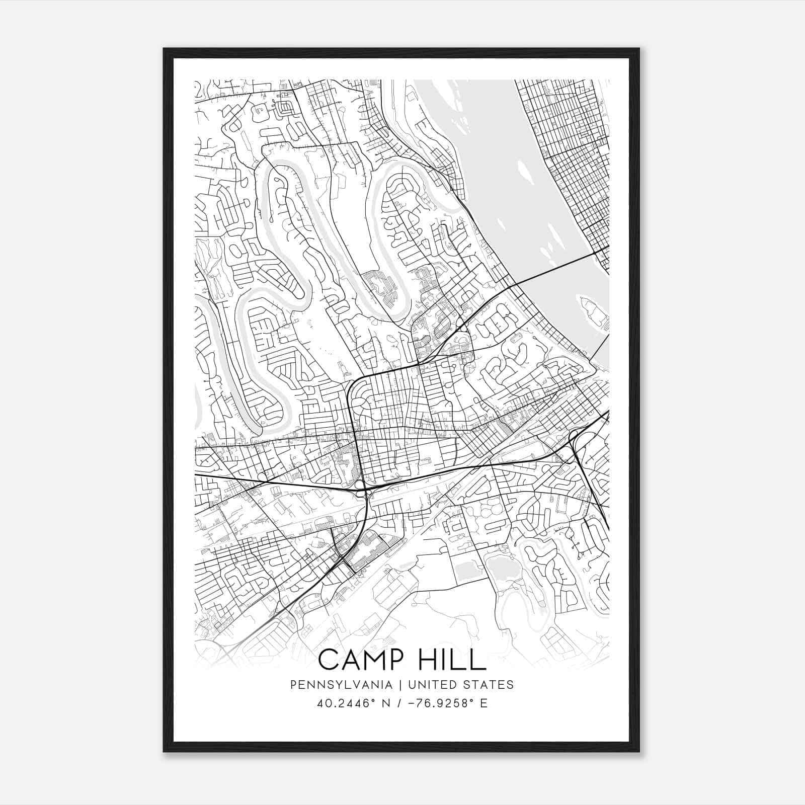Camp Hill Pennsylvania Map Poster, Modern Home Decor Wall Art Print