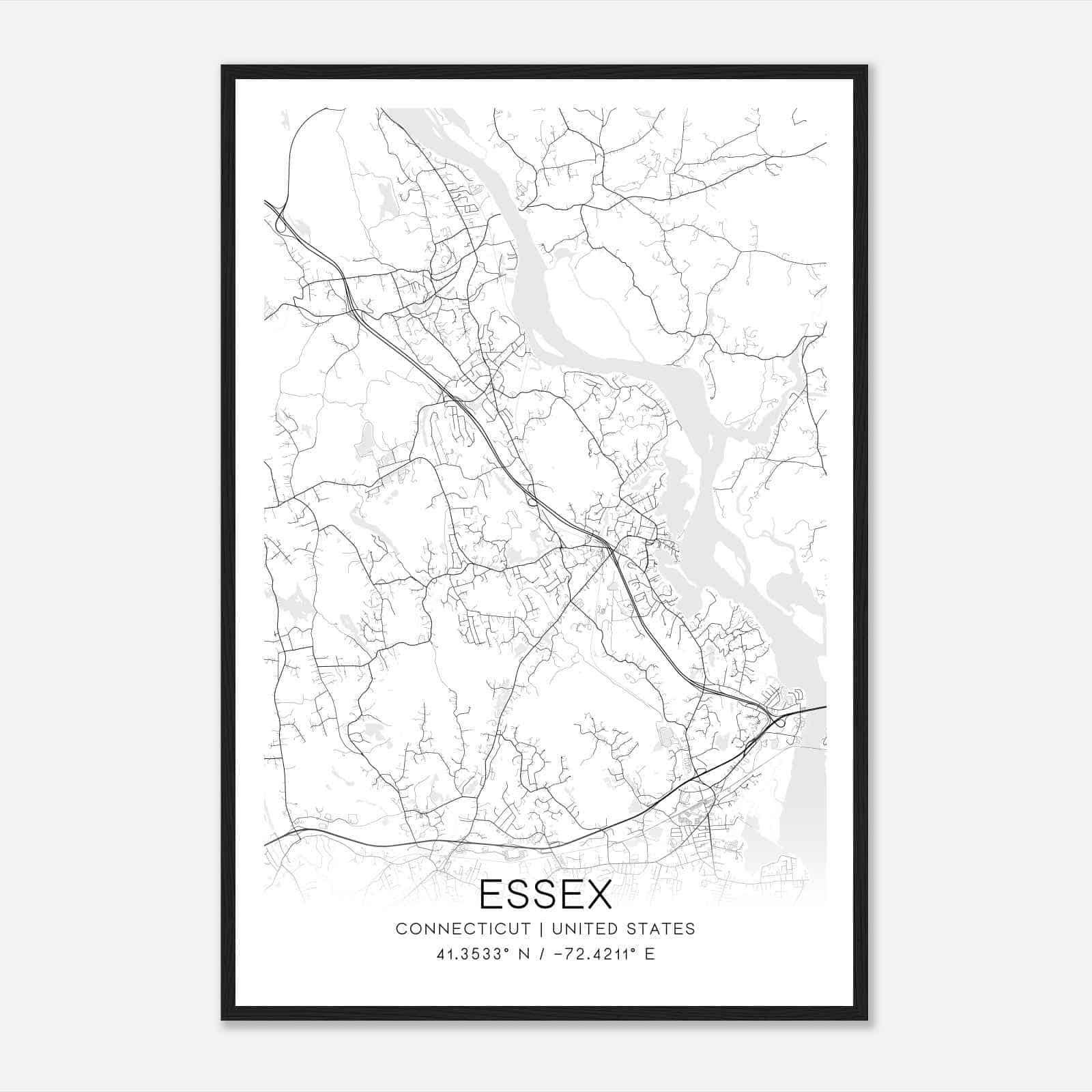 Essex Connecticut Map Poster, Modern Home Decor Wall Art Print