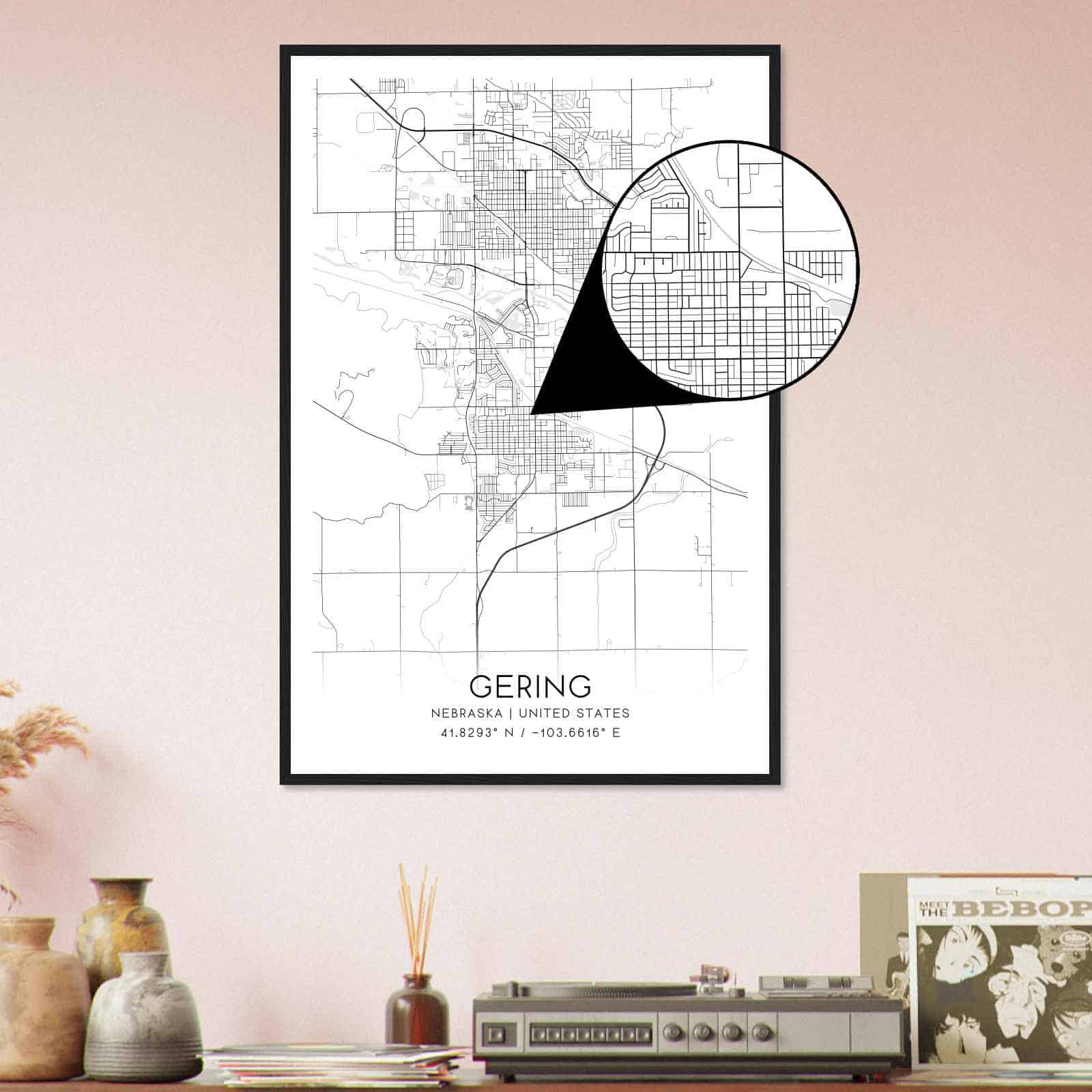 Deerfield Kansas Map Poster, Modern Home Decor Wall Art Print (Copy)