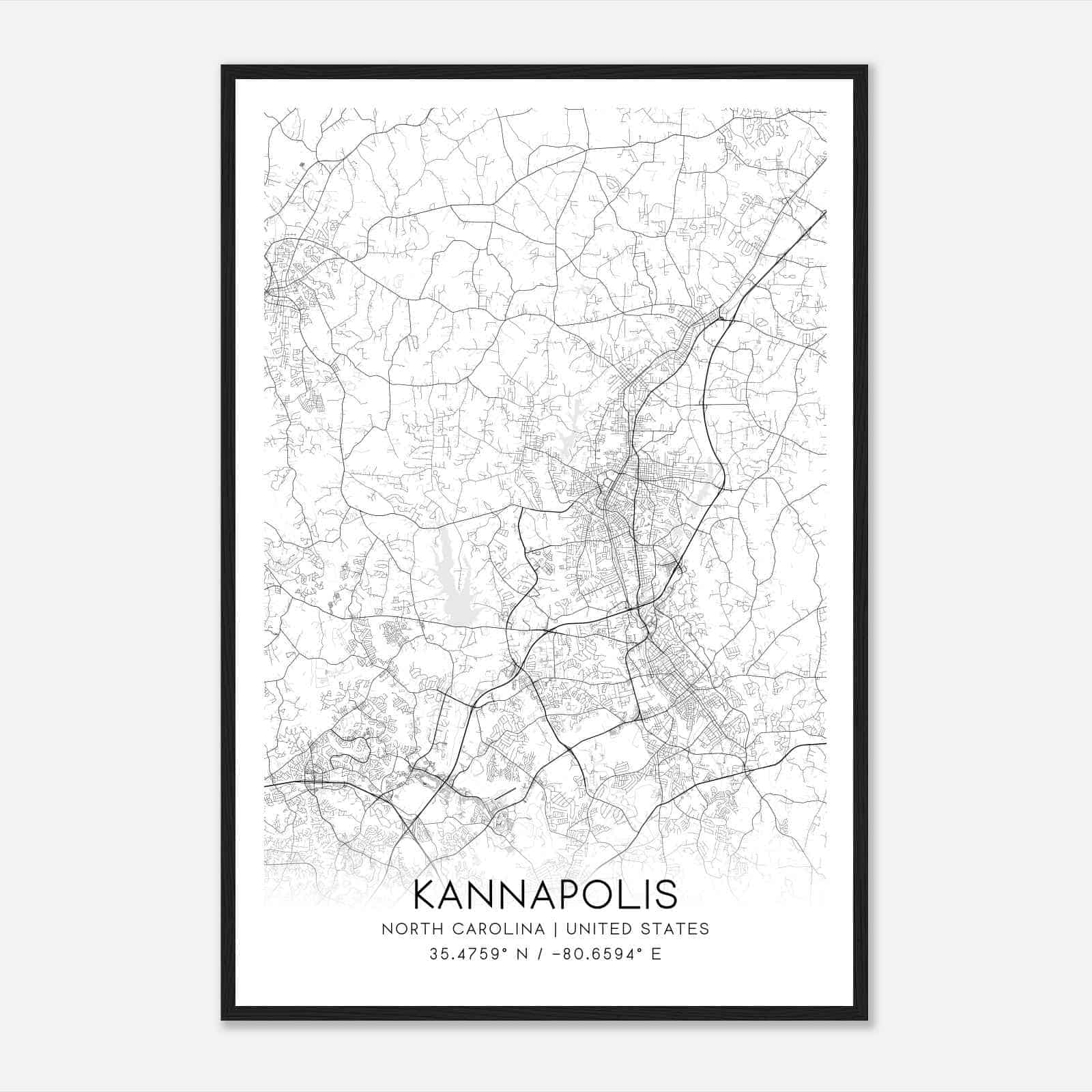 Kannapolis North Carolina Map Poster, Modern Home Decor Wall Art Print