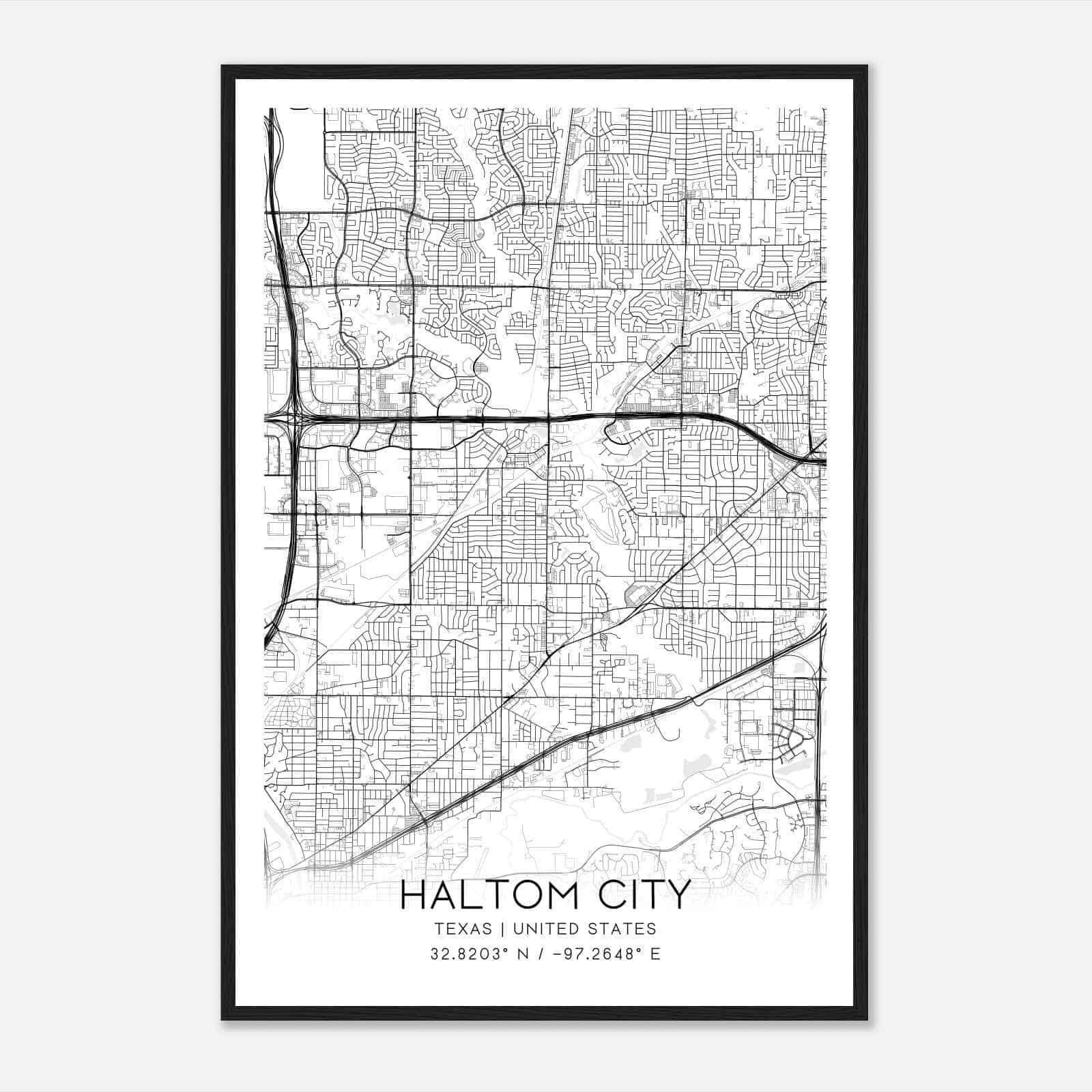 Haltom City Texas Map Poster, Modern Home Decor Wall Art Print