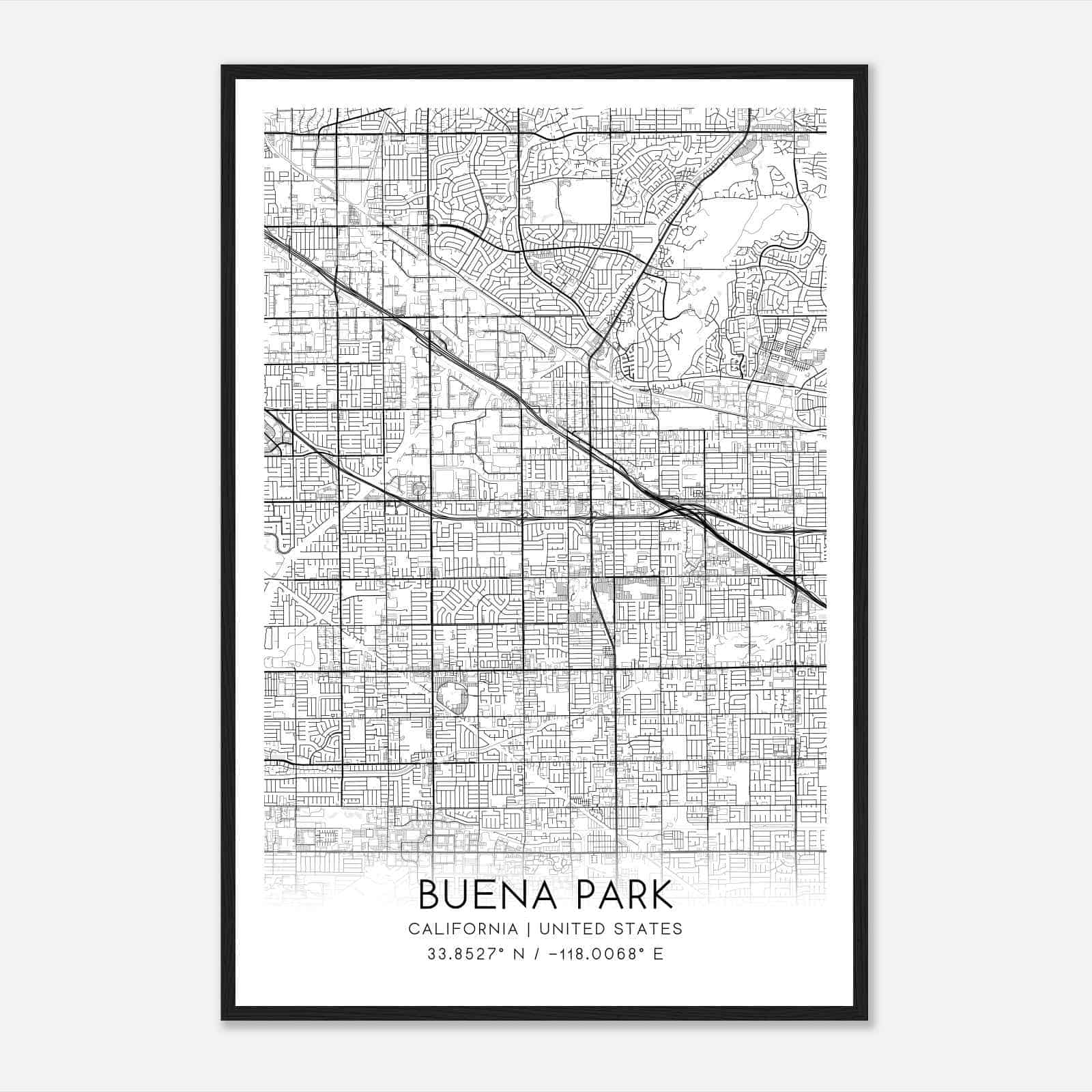 Buena Park California Map Poster, Modern Home Decor Wall Art Print