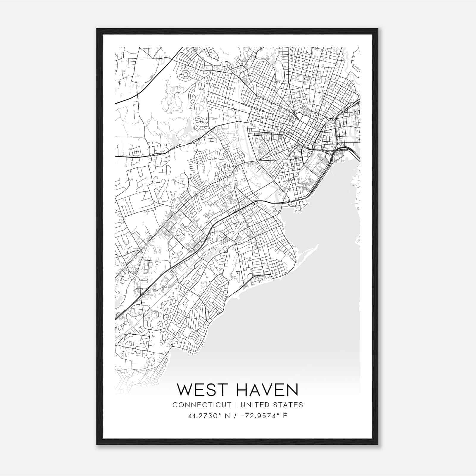 West Haven Connecticut Map Poster, Modern Home Decor Wall Art Print