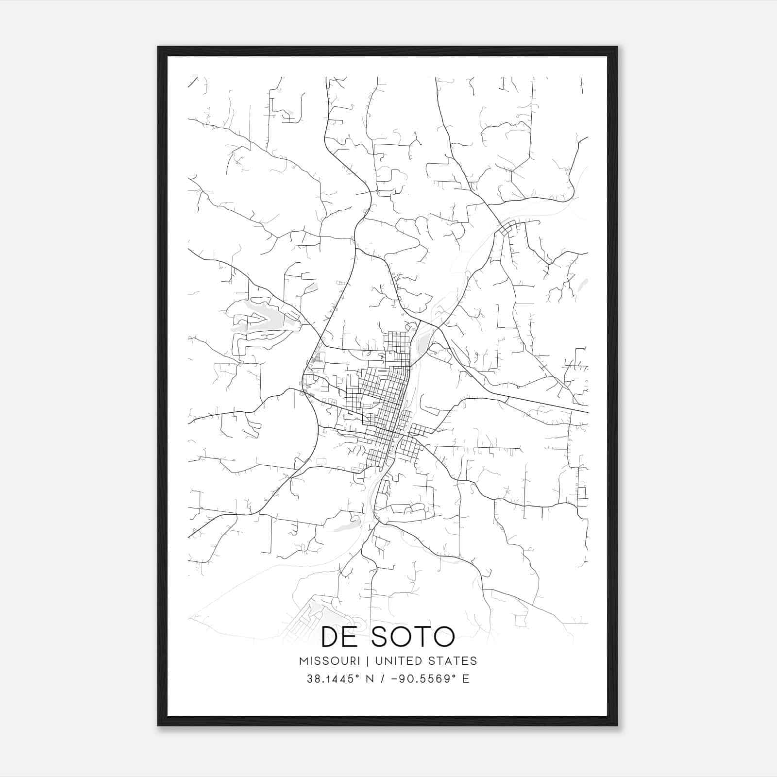 De Soto Missouri Map Poster, Modern Home Decor Wall Art Print
