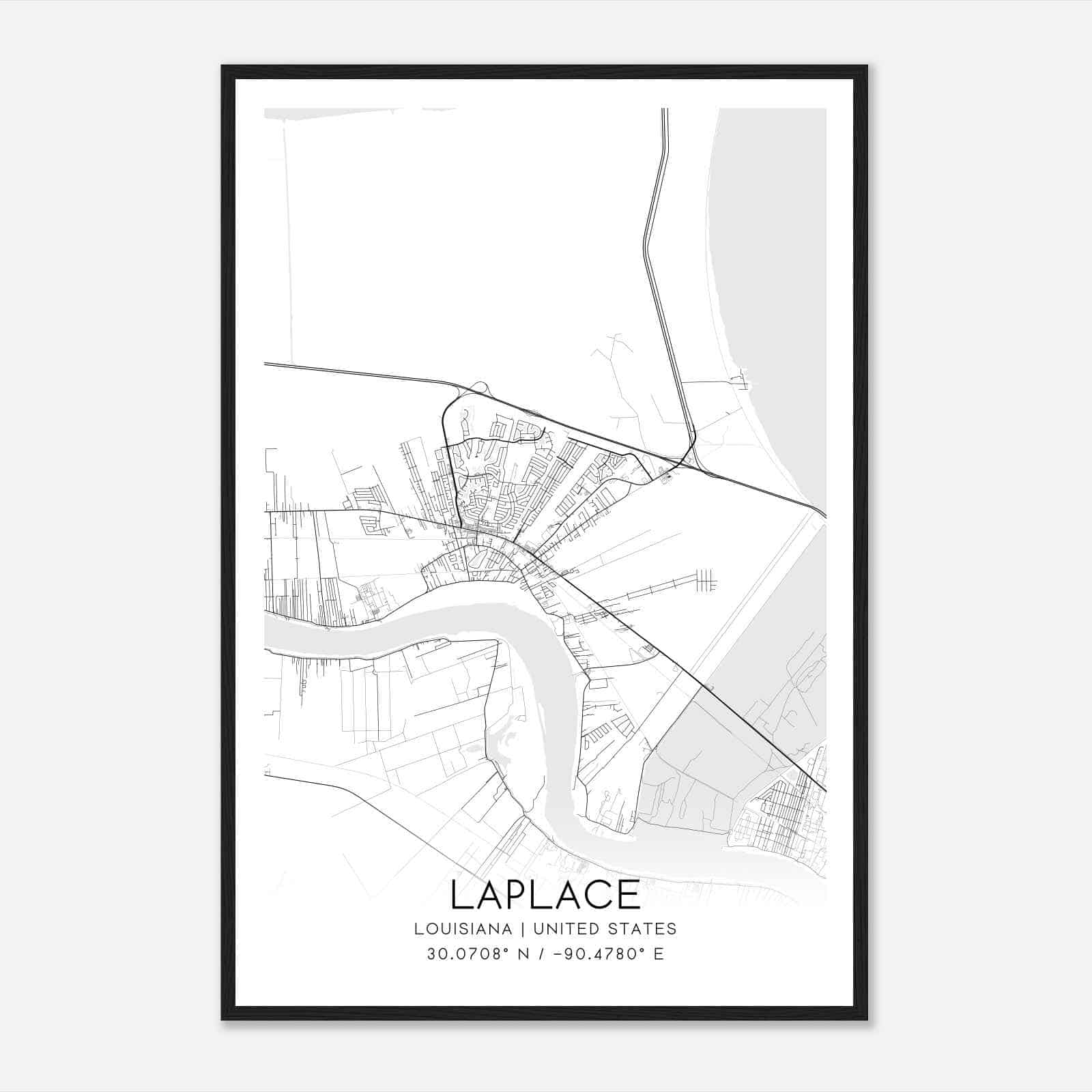Laplace Louisiana Map Poster, Modern Home Decor Wall Art Print