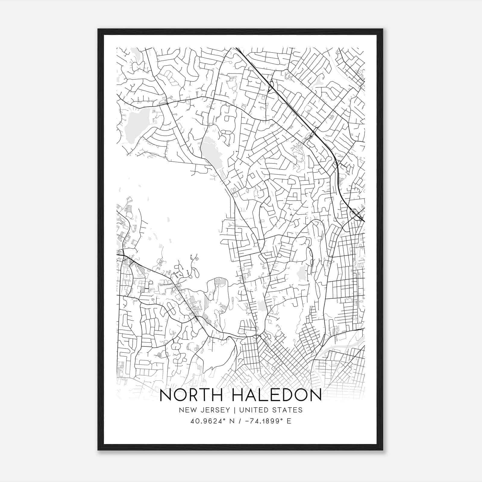 North Haledon New Jersey Map Poster, Modern Home Decor Wall Art Print