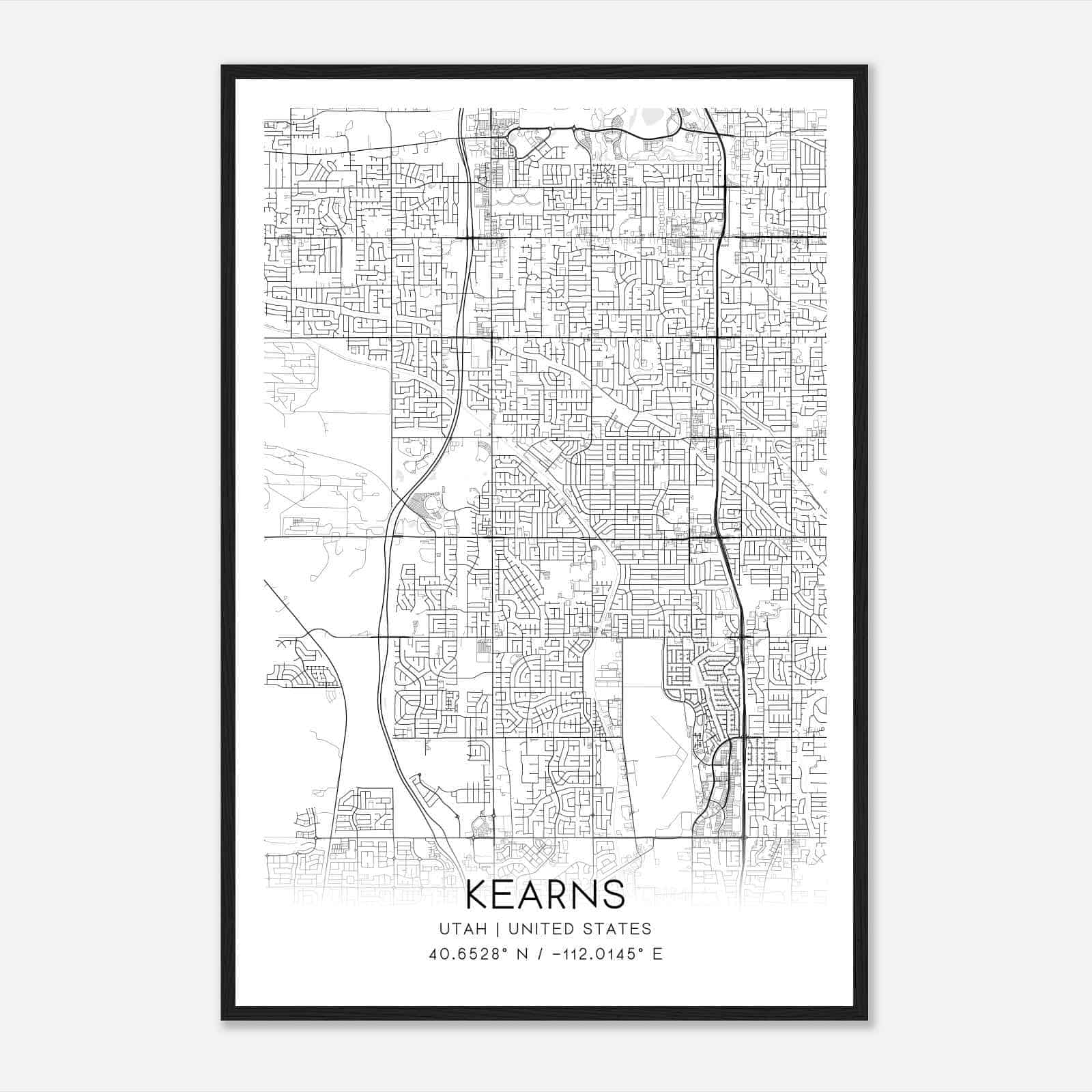 Kearns Utah Map Poster, Modern Home Decor Wall Art Print